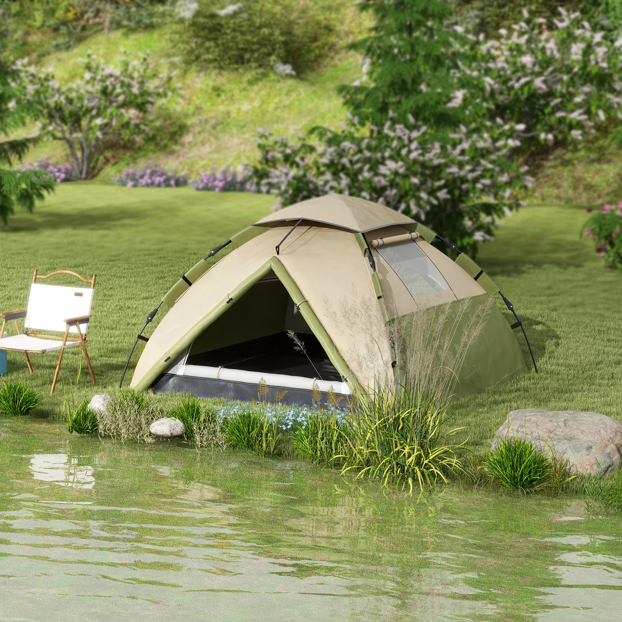 Outsunny Familien-Campingzelt für 3-4 Personen leicht belüftet wasserdicht 3000 mm Tragetasche und oberer Haken