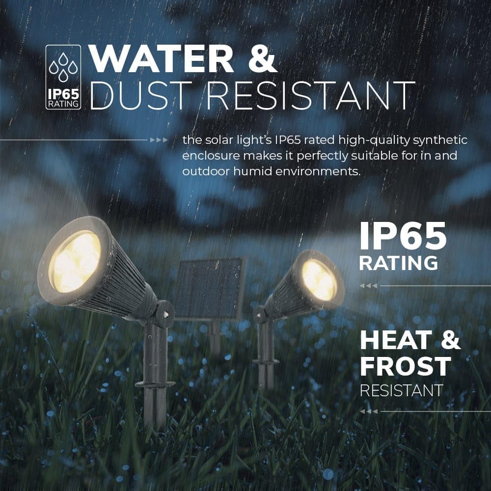 HOFTRONIC - 6er Pack Solar Gartenstrahler Bend Duo IP65 Wasserdicht 3000K Gartenleuchte LED Solarlampen Außen Solarleuchte Erdspieß Wegeleuchte mit Wintersolar Solarpanel Warmweiß Garten Solarstrahler