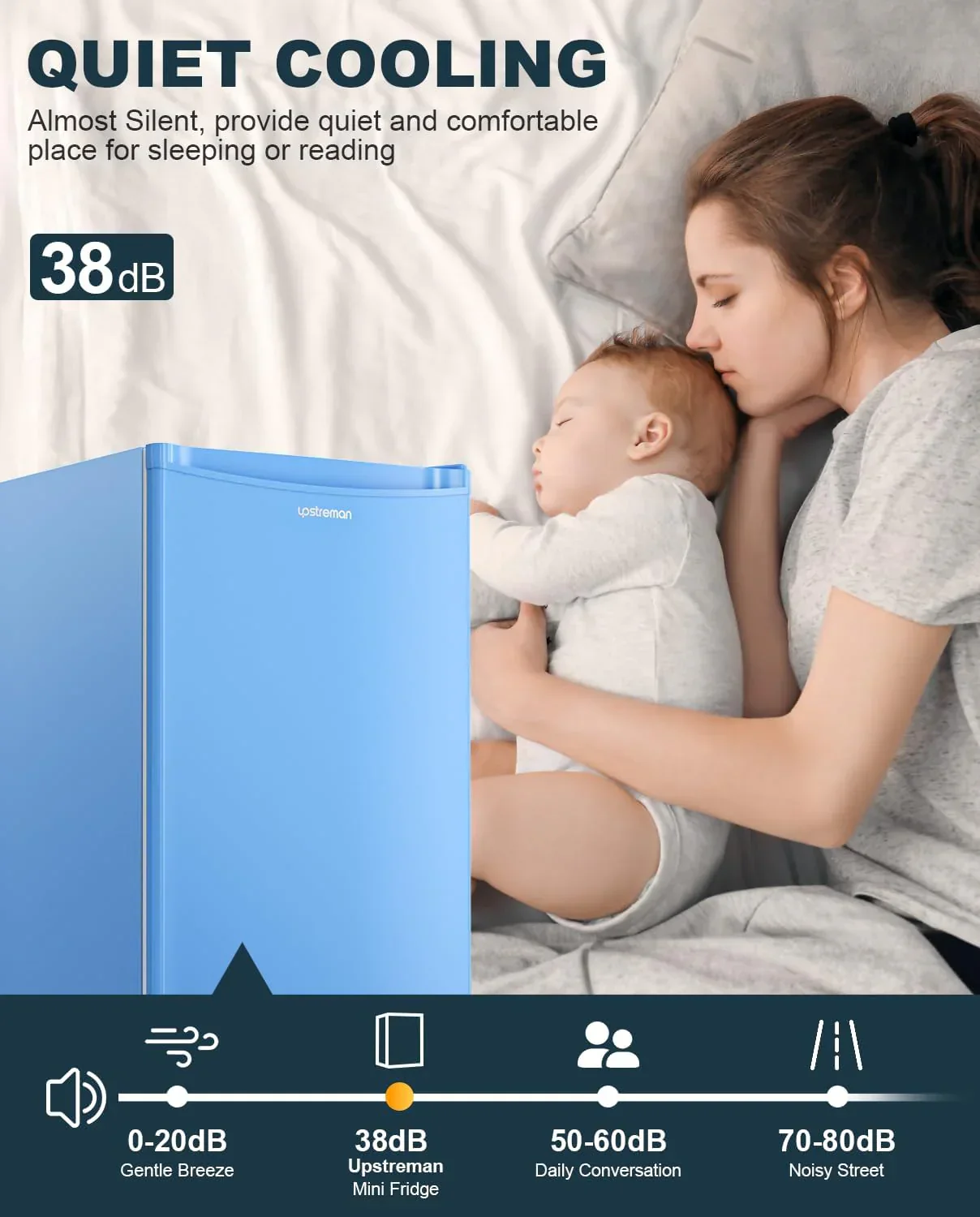 Upstreman 3.2 Cu.Ft Mini Fridge Freezer Single Door Fridge Dorm Fridge Adjustable Thermostat