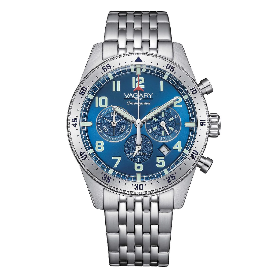 Orologio Vagary Flyboy da uomo crono blu e acciaio IV2-117-73