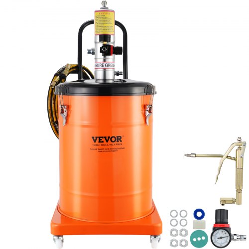 VEVOR Fettpumpe 40L Luftbetriebene Fettpumpe 0,6–0,8 MPa Aluminiumdruckguss-Pumpe -20-100℃ Betriebstemperatur, Pneumatische Fettpumpe NPT-Anschluss Schmierfettpumpe Geeignet für 0-3# Fett
