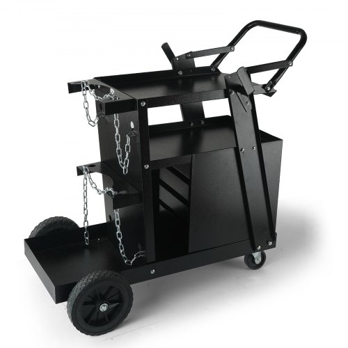 VEVOR Schweißwagen 2 Ablageflächen mit 4 Schubladen Schweißmobil Max. 100-120kg Wagen für Schweßgeräte mit 2 Gasflaschenhalterung Ideal für Handschweißen Schutzgasschweißen Argon-Lichtbogenschweißen