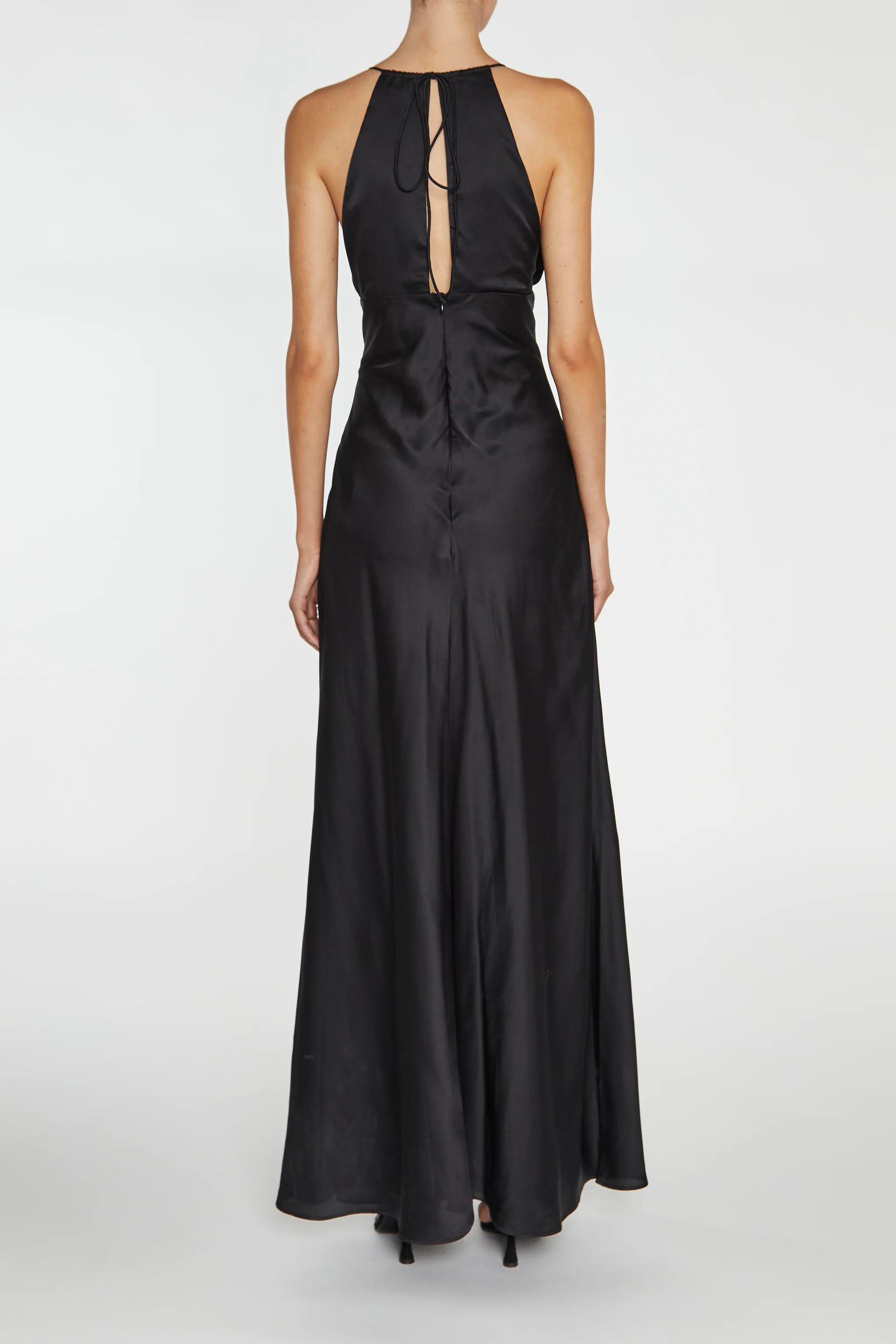 Marilyn Black Pleated Halterneck Maxi Dress