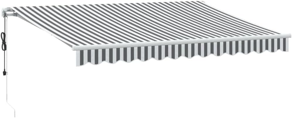 Automatic Retractable Awning Anthracite and White 350 x 250 cm for Patio, Electric Awning with Remote Control for Outdoors, UV Resistant Fabric and Aluminium