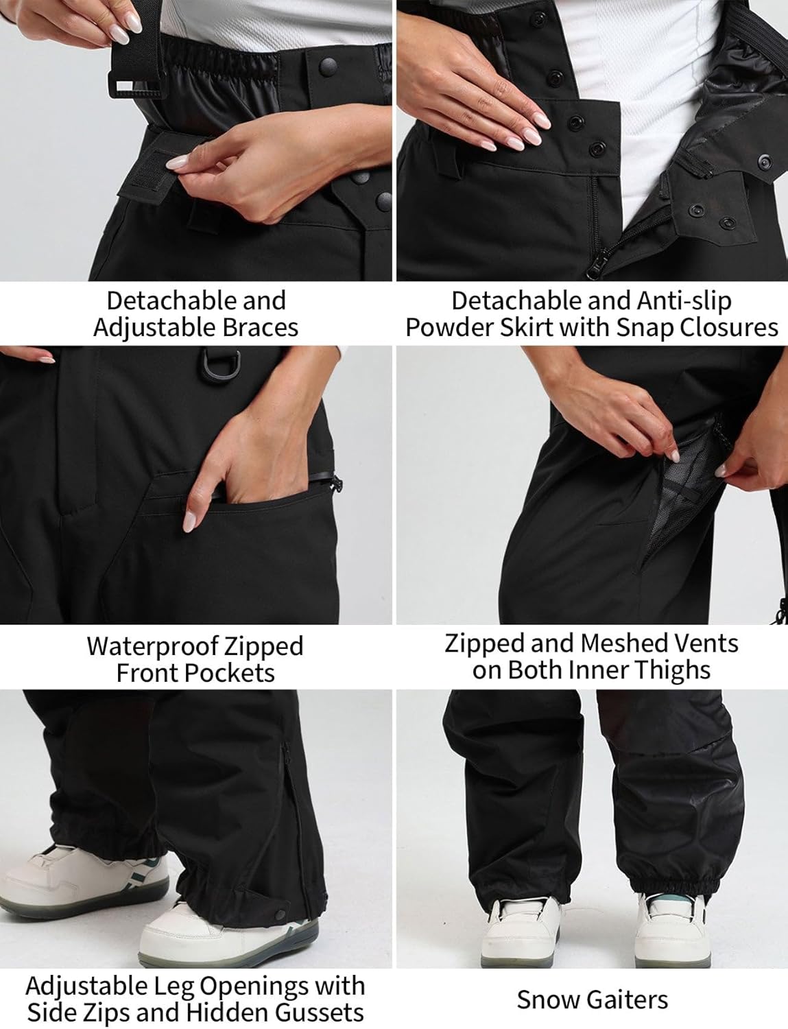 GSOU SNOW Herren Skijacke Skihose Set Baggy Snowboardjacke Snowboardhose Ski Snowboard Männer - Unisex Multi Pockets Wasserdicht Winddicht Atmungsaktiv Warm mit Kapuze