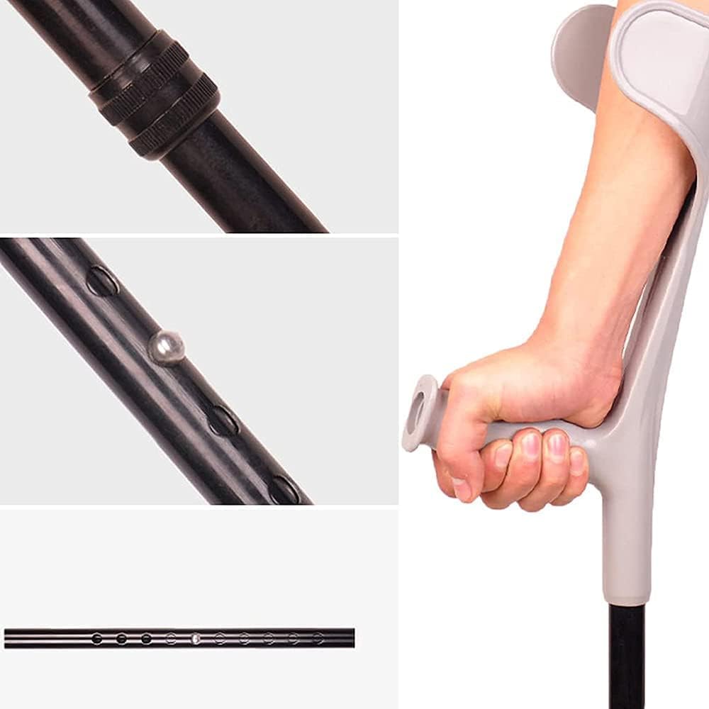 Gehhilfen für Senioren Aluminium Unterarmkrücken, Faltkrücken Erwachsene mit rutschfesten Spitzen, Gehhilfen zum Gehen, Ergonomisch verstellbare Gehhilfen,Schwarz,EIN Rollator Walkerble Mobi