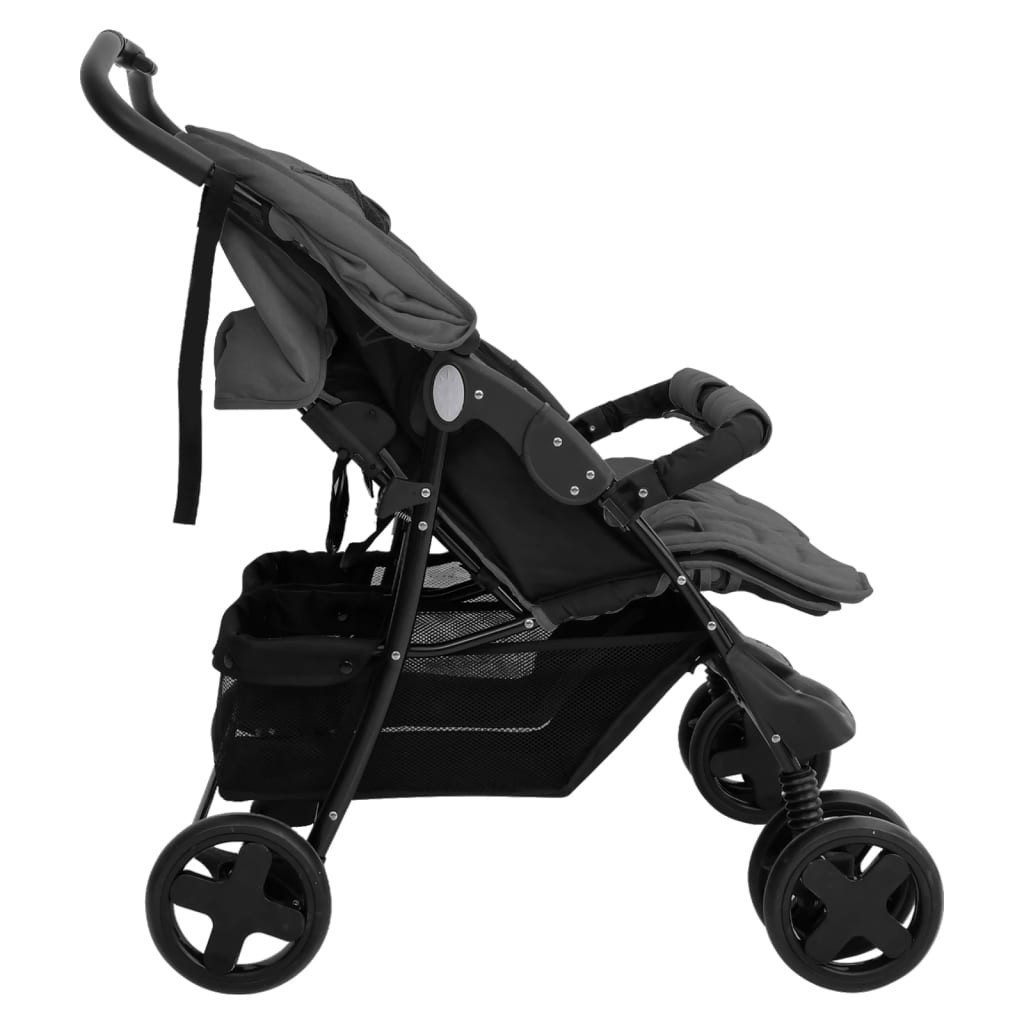 Kinder-Buggy aus Stahl, Leinen in Dunkelgrau