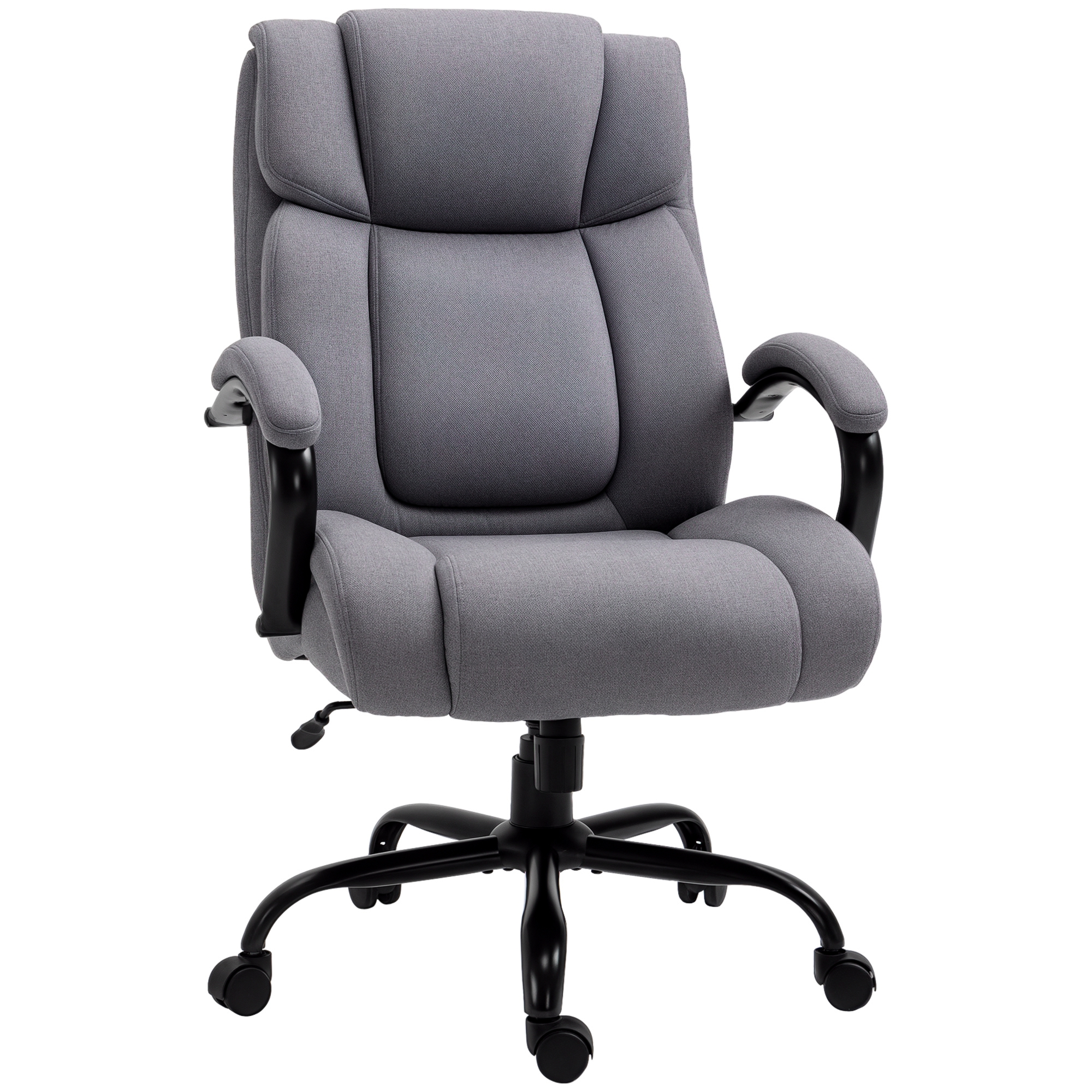 Vinsetto Bürostuhl, Ergonomischer Chefsessel, Gepolsterter Schreibtischstuhl mit Armlehne, Höhenverstellbarer Drehstuhl mit Wippfunktion, Leinenoptik, bis 220 kg belastbar, Hellgrau