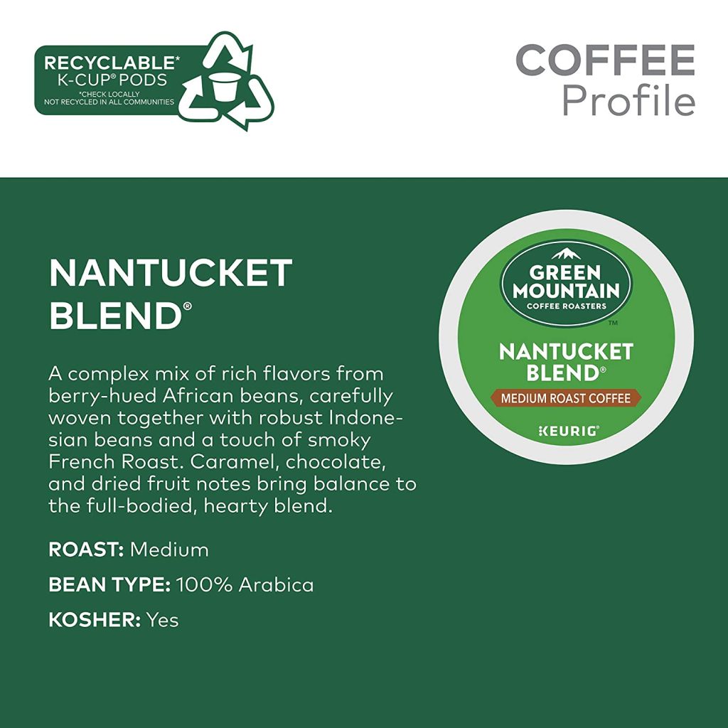 Green Mountain Coffee Roasters Nantucket Blend K-Cup Pods, Medium Roast, 96 Count