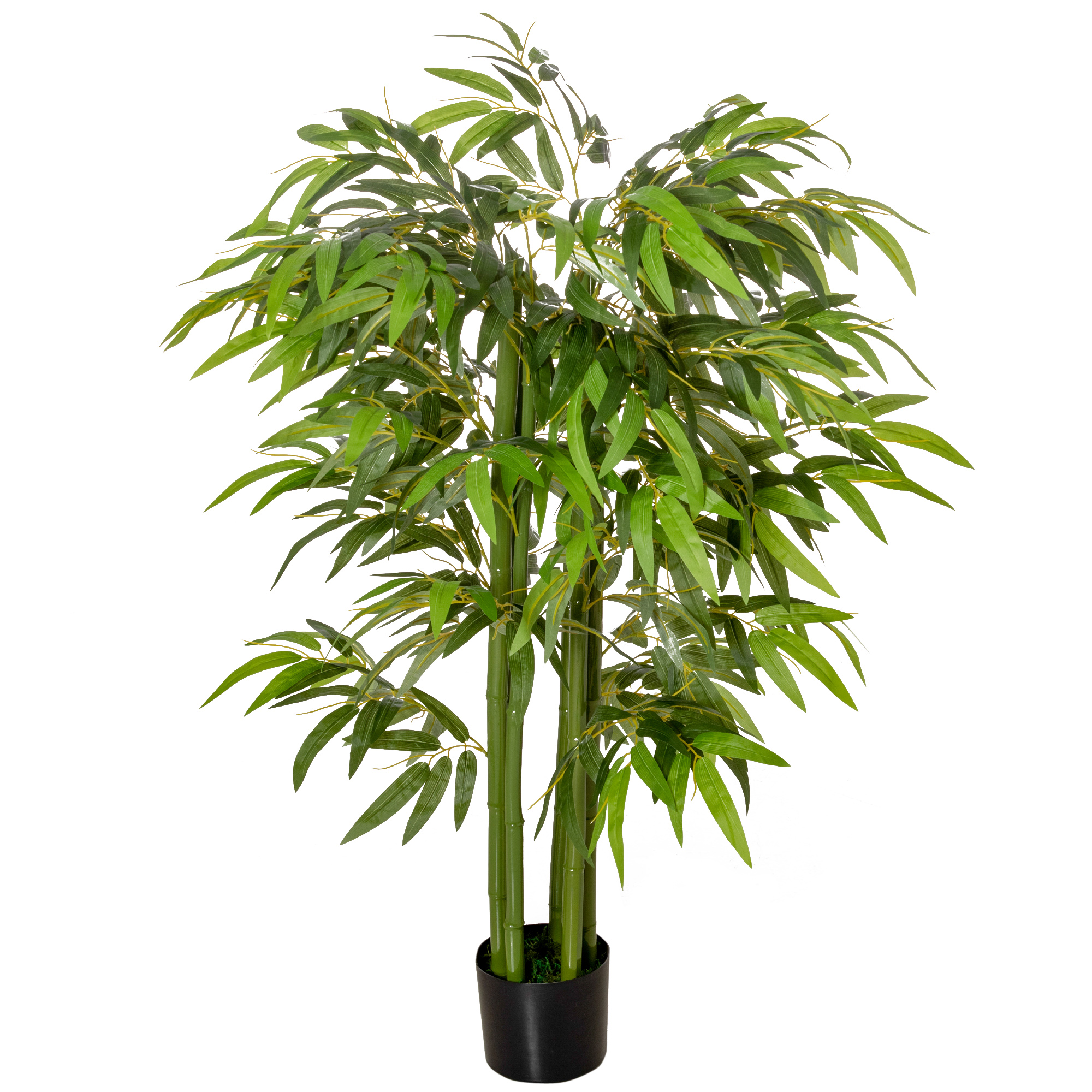 HOMCOM Künstliche Pflanze, Bambus aus Kunststoff im Topf, 780 Blätter, realistischer Look, kaum Pflegeaufwand, 140 cm, Grün