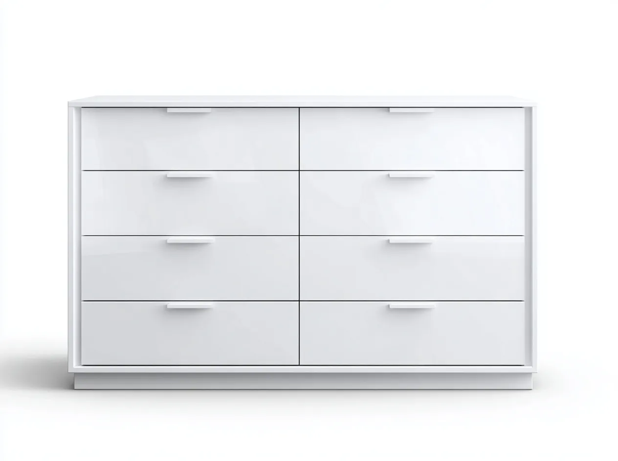 Kommode mit Schubladen - Holz-Metall - 150x45x82 cm - Weiß - Modernstil