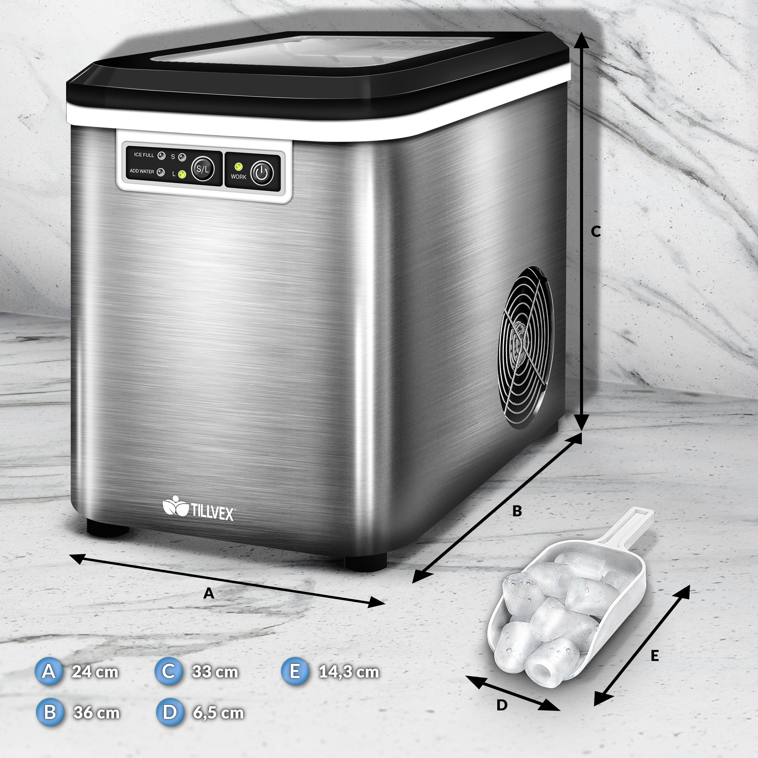 Eiswürfelmaschine 2,2 Liter Wassertank Ice-Maker LED-Display & Selbstreinigungsfunktion