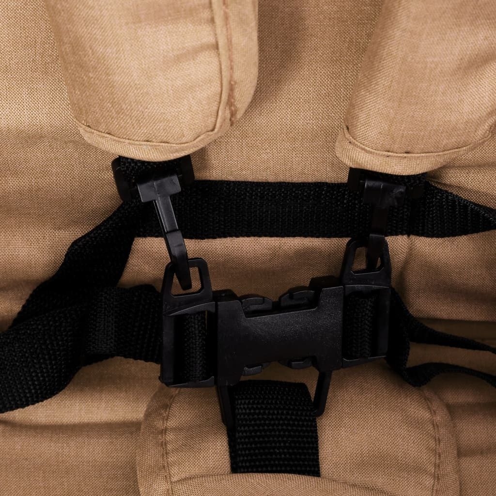 Geschwisterwagen aus Stahl, Leinen in Taupe und Schwarz
