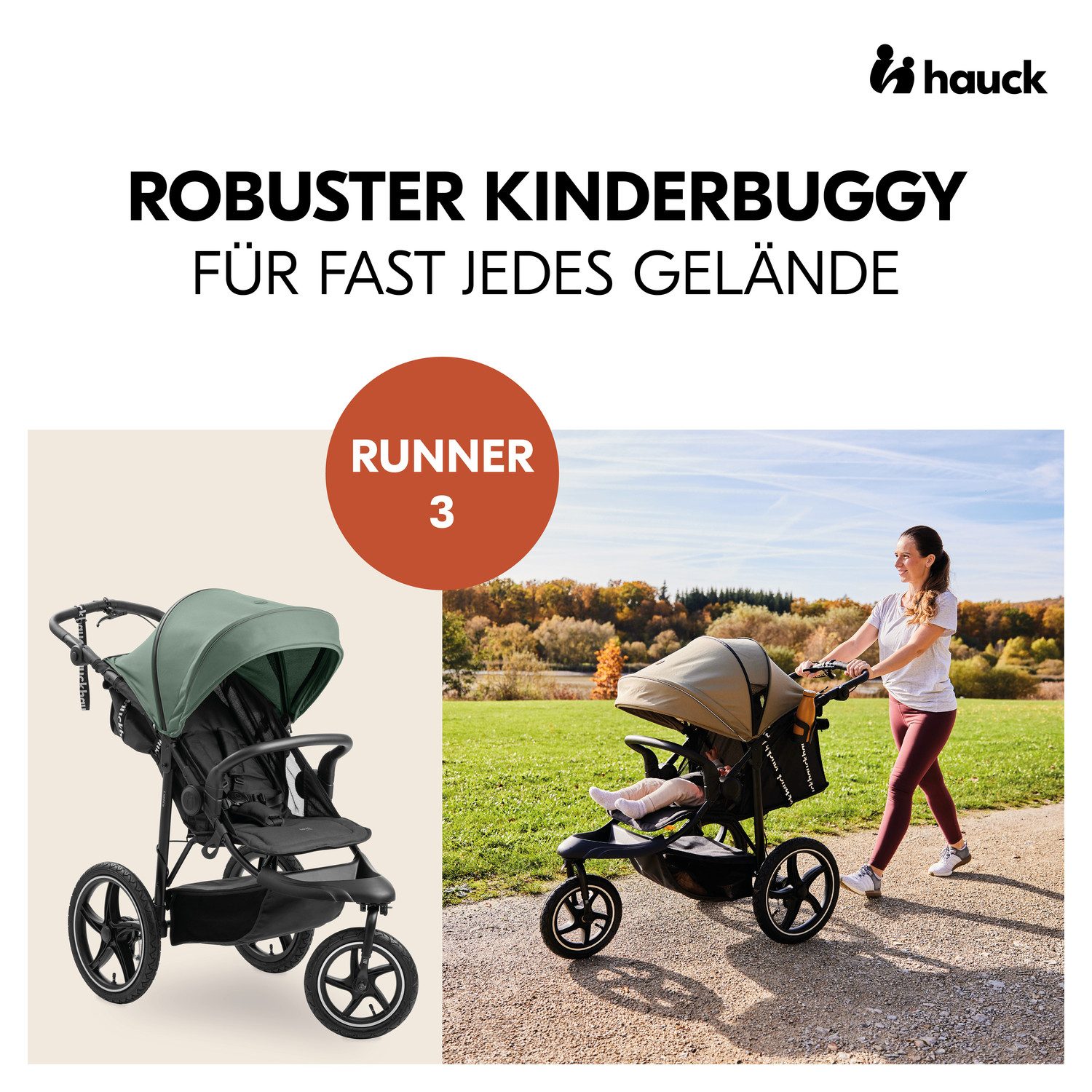 Dreirad-Kinderwagen Runner 3, Jungle Green