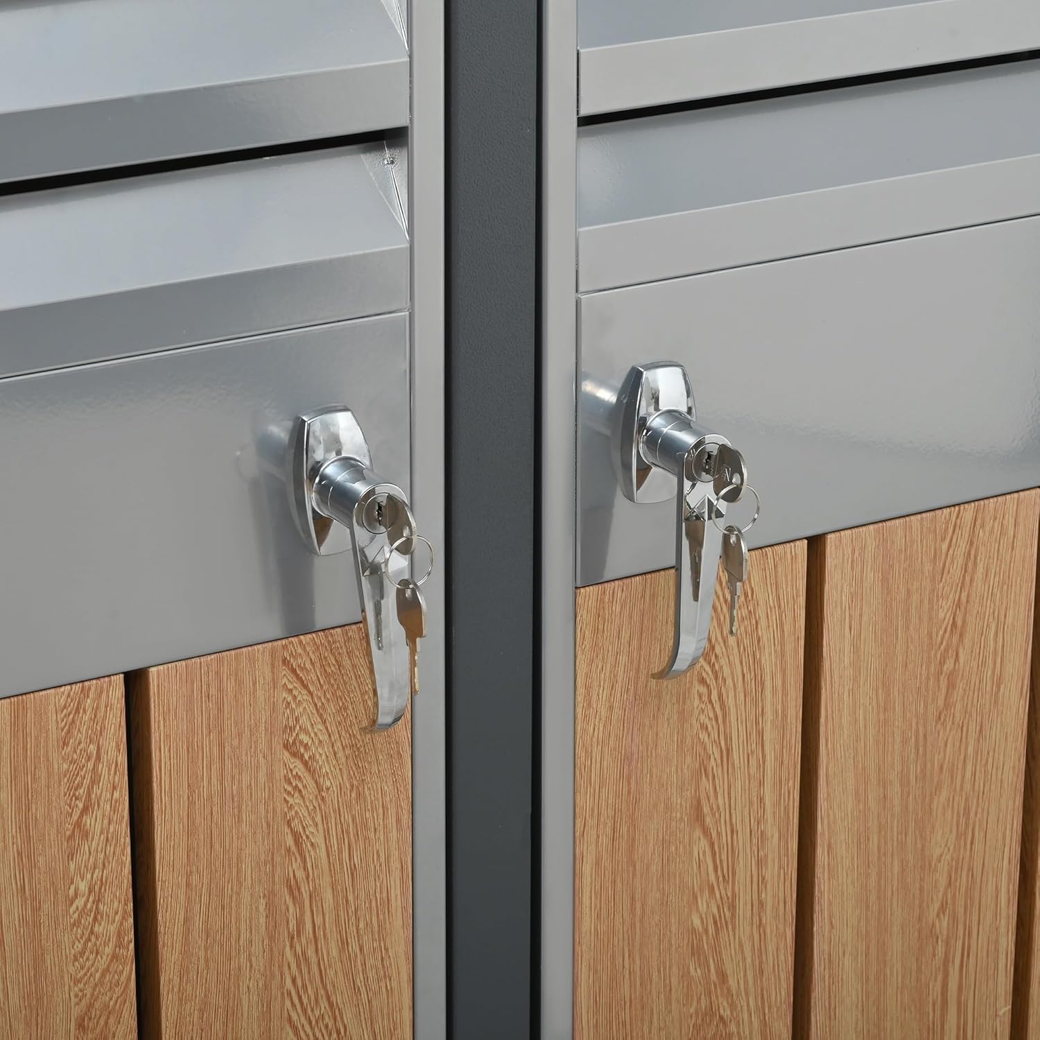 Mülltonnenbox 2Er Für 2 Mülltonne Bis 240L Mit Klappdeckel, Lüftungsöffnung Mit Lamellen, Trash Storage Compartments,Abschließbar, Zwei Türen, Garten Müllbox, Mülltonnenverkleidung,2 Bin