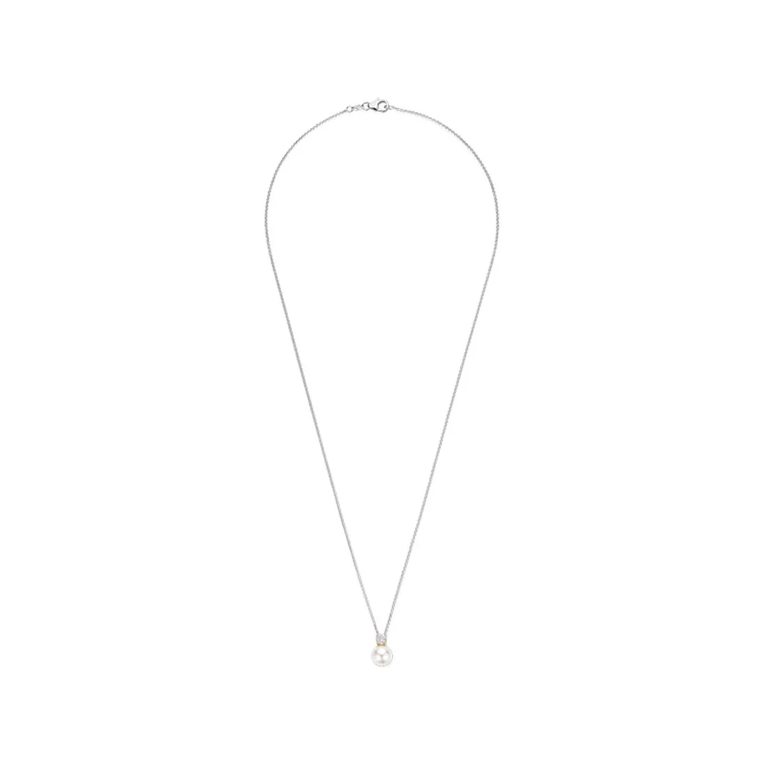Collana Ti Sento Milano in argento montatura dorata con perla e zirconi 34125YP