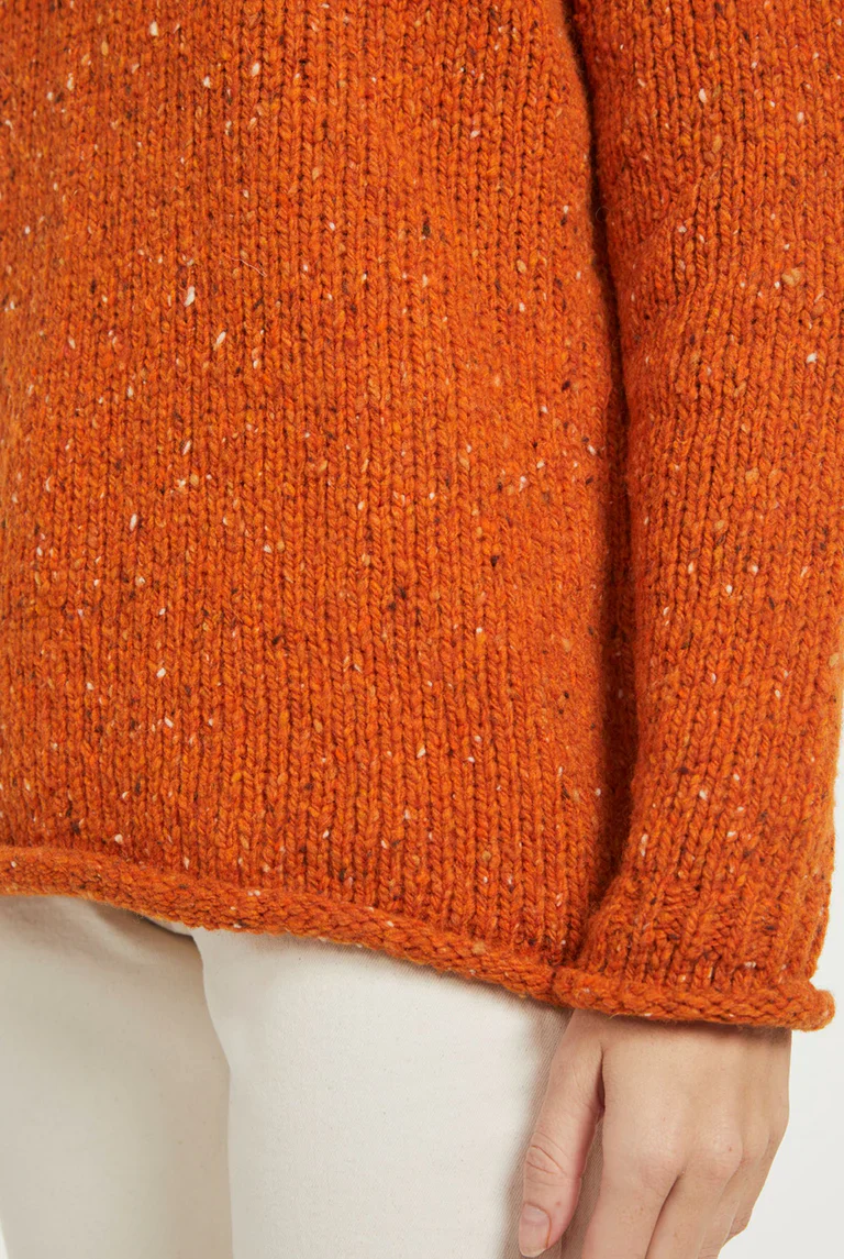 Brackloon Tweed Roll Neck Aran Sweater