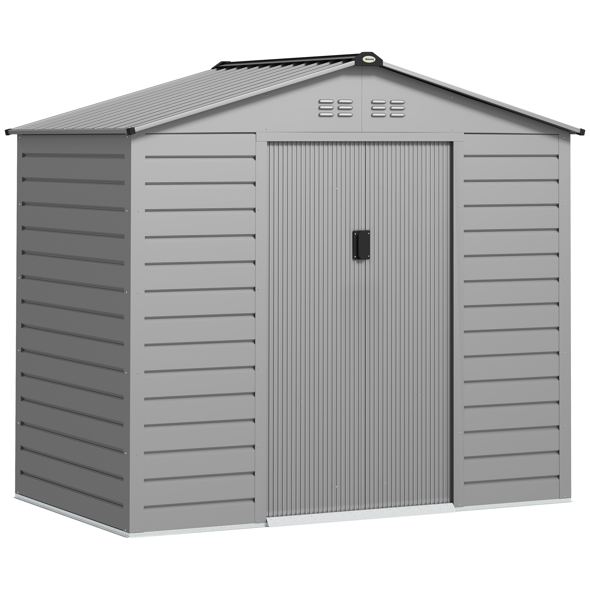 2,1 x 1,3 m Tuinschuur, Gereedschapsschuur van Staal, Afsluitbare Deuren, 4 Ventilatieopeningen, Grijs