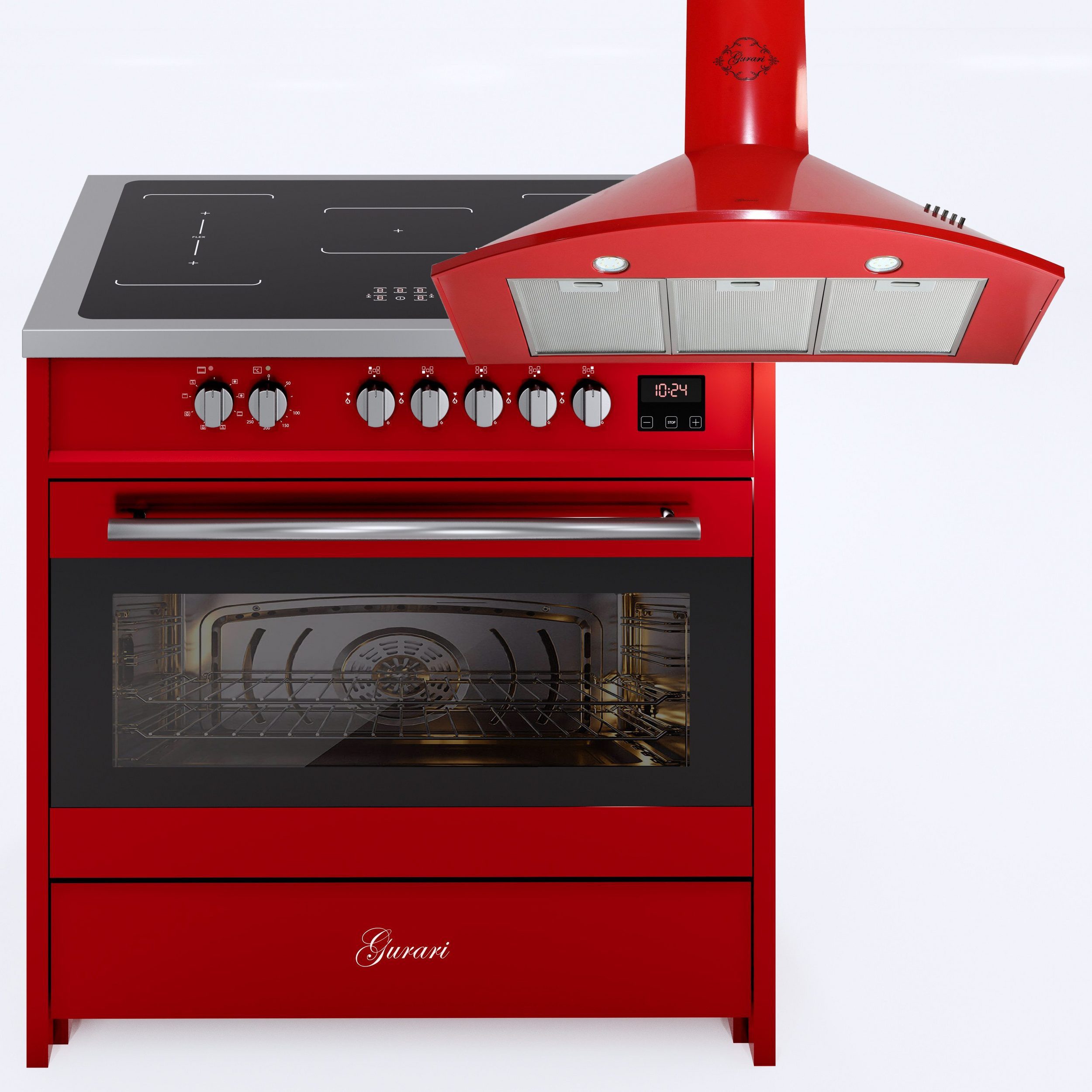 Induktions-Standherd Range Cooker 90 cm/ Elektro Standherd +Dunstabzugshaube 90 cm E 913 R+GCH 046 RD 9..
