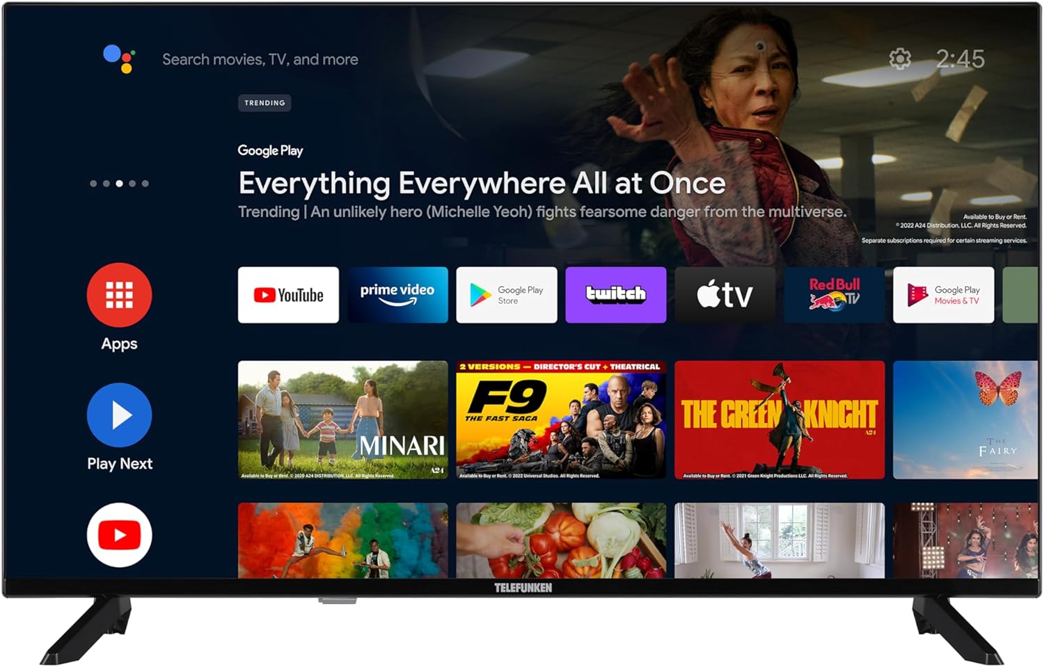 TELEFUNKEN QLED TV 32 Zoll Fernseher Full HD Android Smart TV (HDR, Triple-Tuner, Bluetooth) QF32AN750S