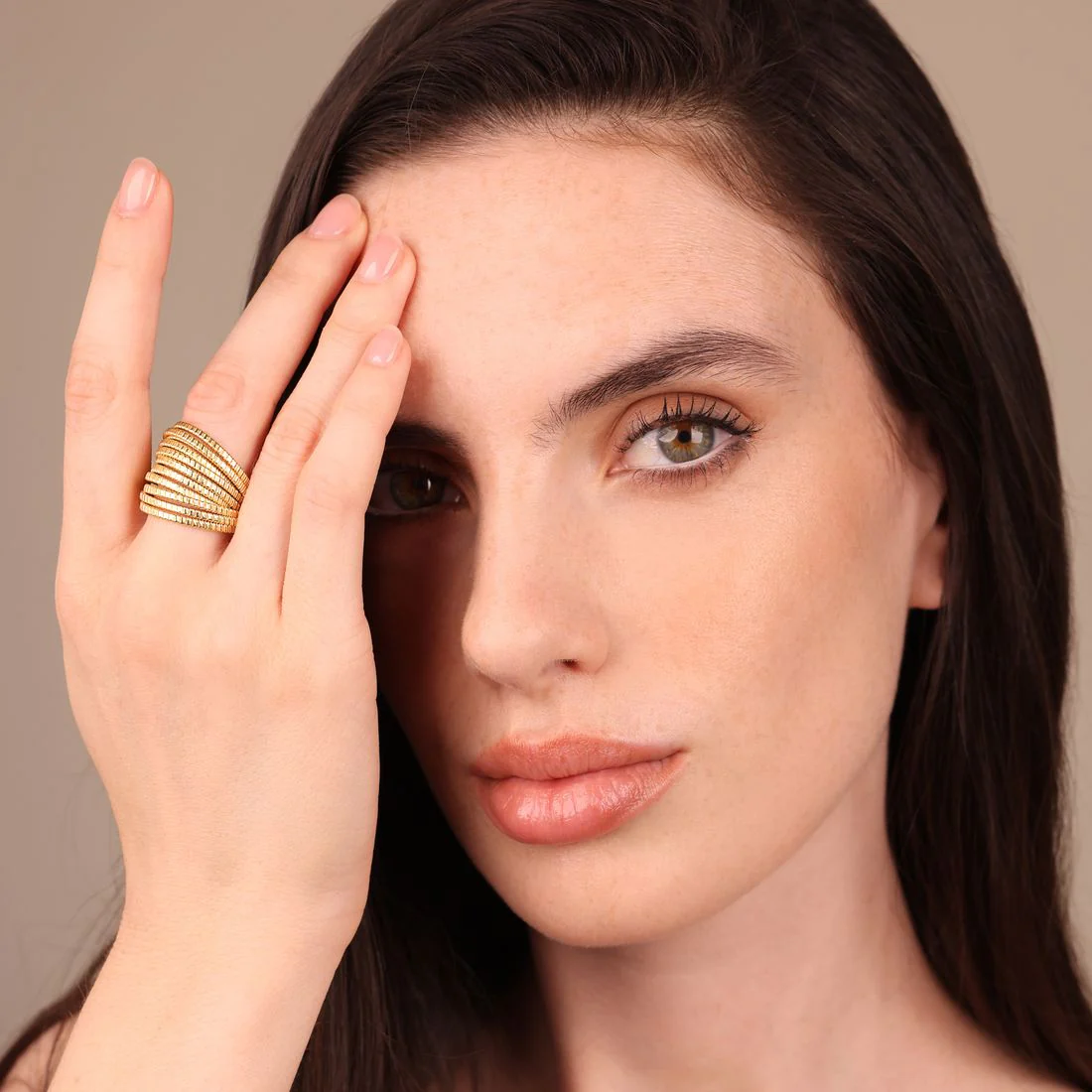 Anello Etrusca Gioielli a fascia multifilo con texture rigata M17101RBR.YGXXIT