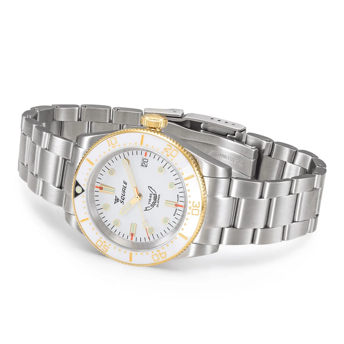Orologio Squale 1545 bianco bracciale acciaio ghiera ceramica sub 300mt 1545WTWT.AC