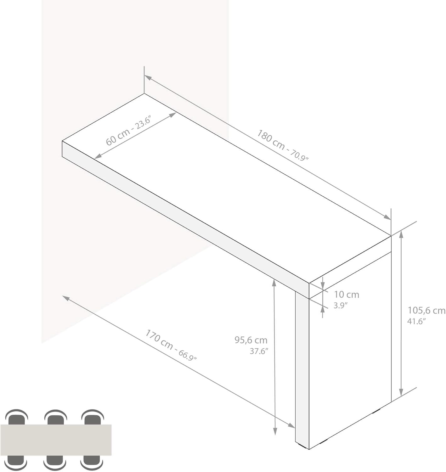 Mobili Fiver, Penisola Evolution 180x60, Rovere Rustico, Tavolo Penisola Cucina per 6 persone, Made in Italy