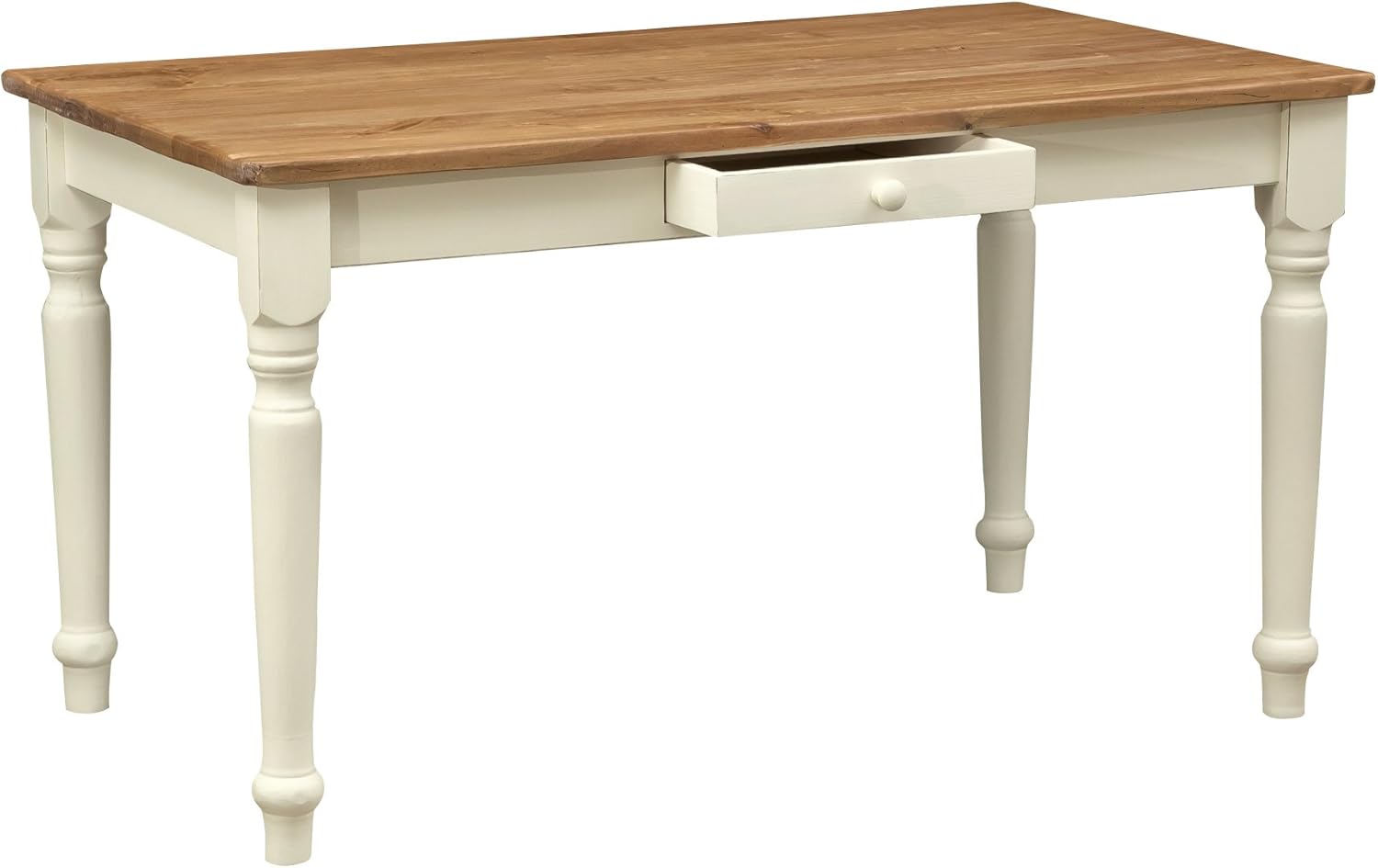 Biscottini Tavolo scrivania legno 140x80x80 cm - Tavolo cucina in massello di tiglio - Tavolo da pranzo per interni ed esterni - Tavolo legno massello con cassetto
