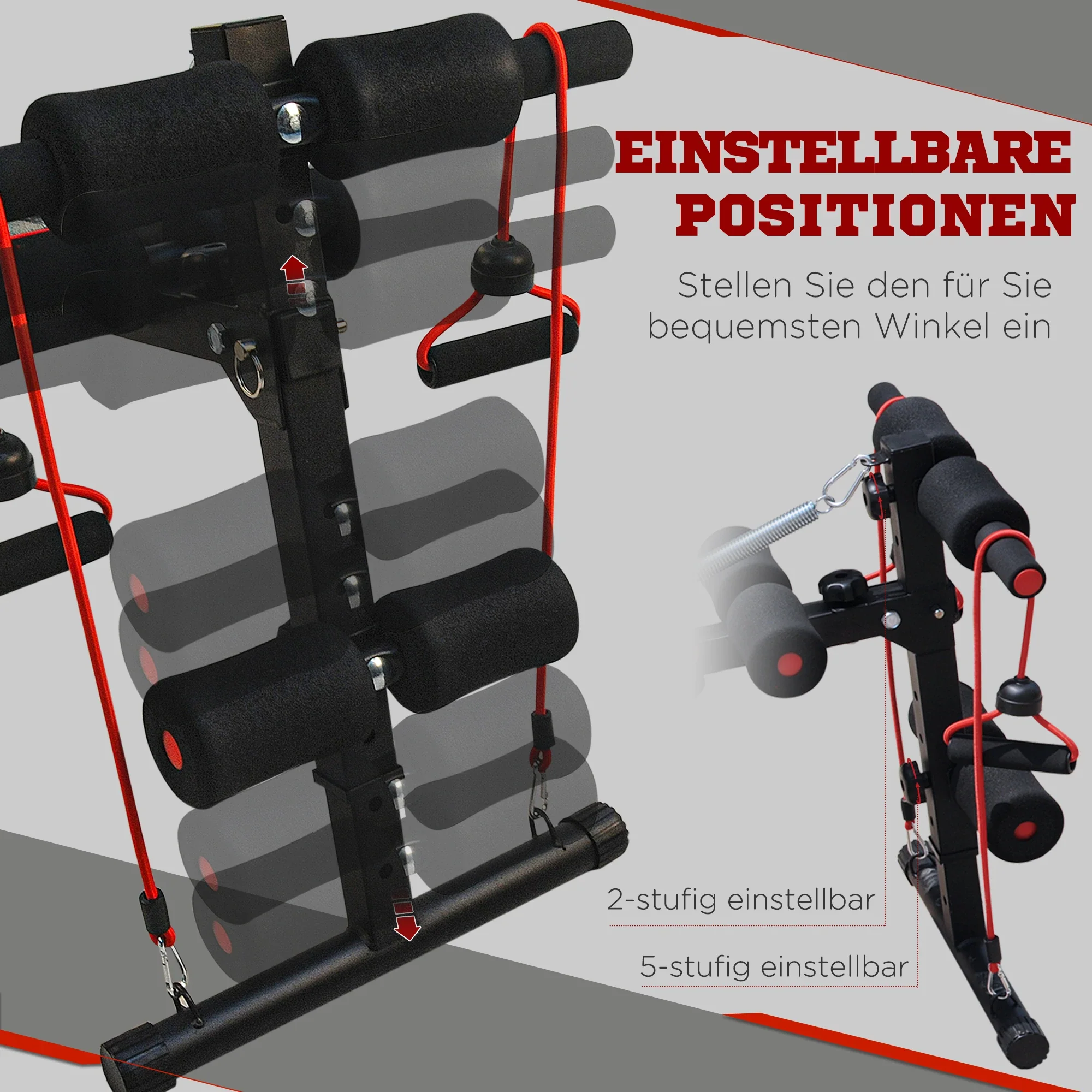 HOMCOM Sit-Up-Bank Trainingsbank mit Trainingsbändern verstellbar