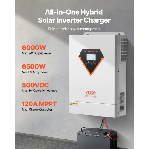 VEVOR Hybrid Solar Wechselrichter 6kW 220/230V WIFI integrierter 120A MPPT-Controller