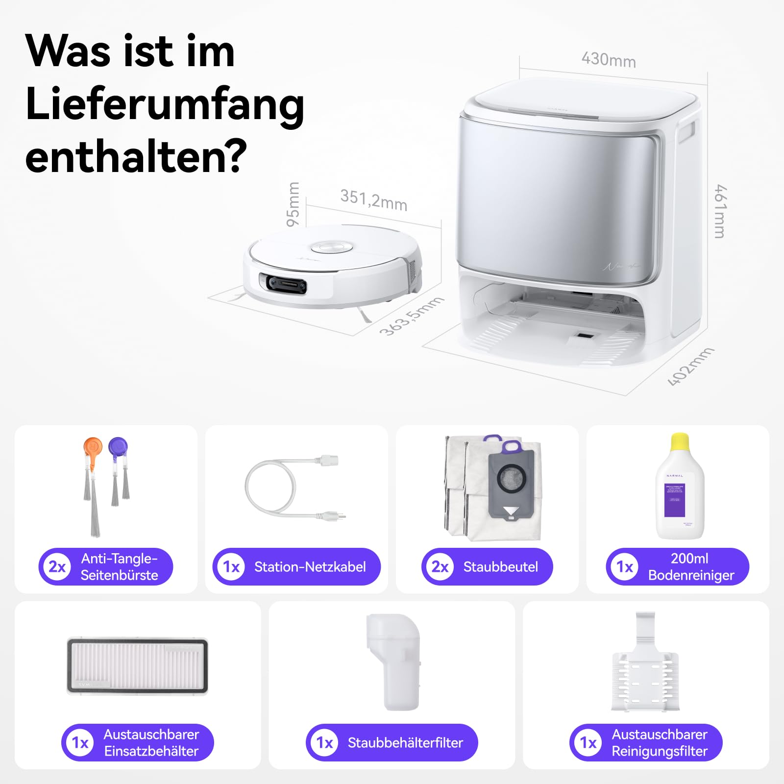 Saugroboter mit selbstreinigendem Wischmopp 22000 Pa Saugkraft FlowWash-Reinigungssystem