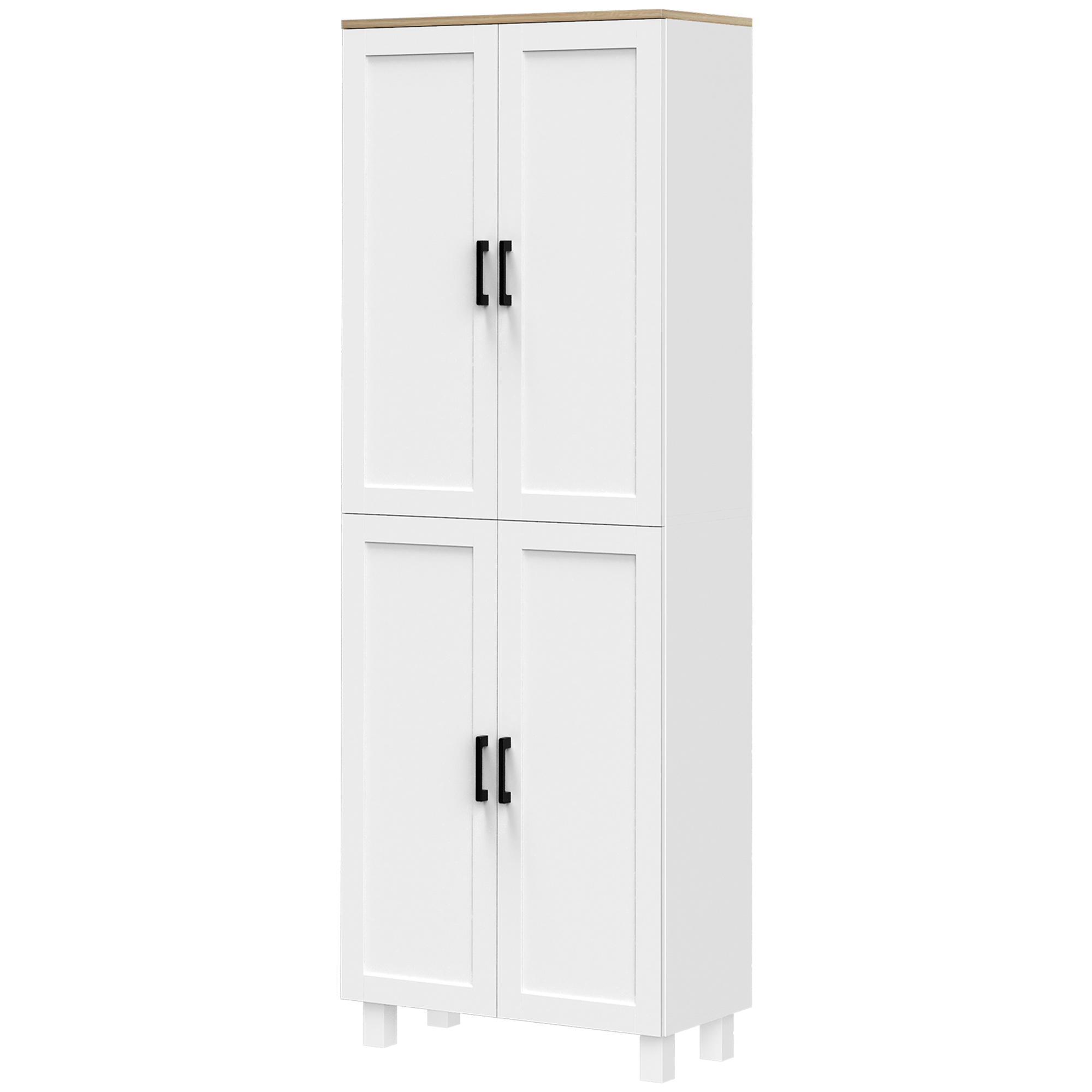 HOMCOM Küchenschrank Höhe 170 cm hoher Buffetschrank mit 4 Türen und verstellbaren Regalen, modernes Design, weiß