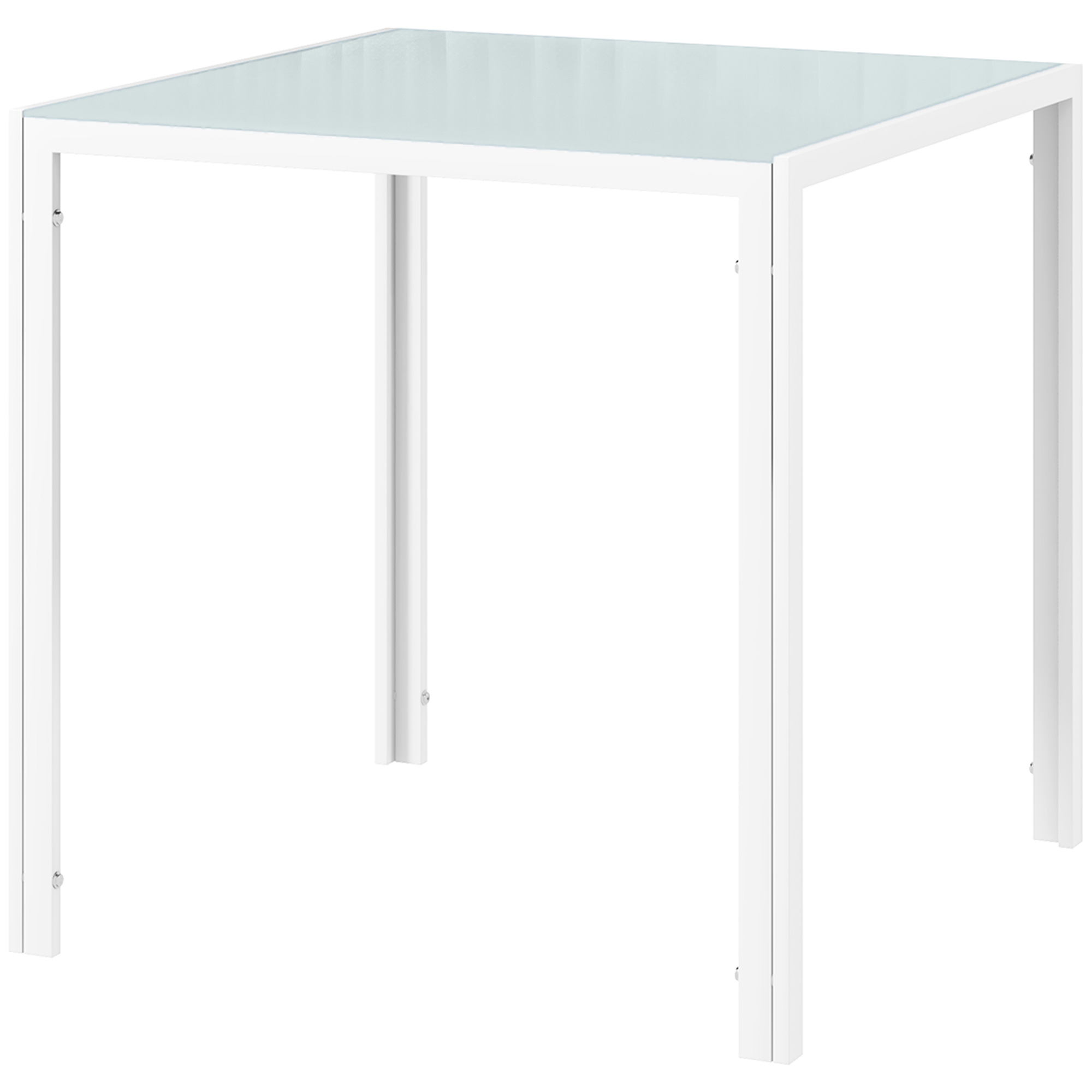 HOMCOM Quadratischer Esstisch für 4 Personen, Tischplatte aus Hartglas, für Küche und Esszimmer, 75 x 75 x 75 cm, Weiß
