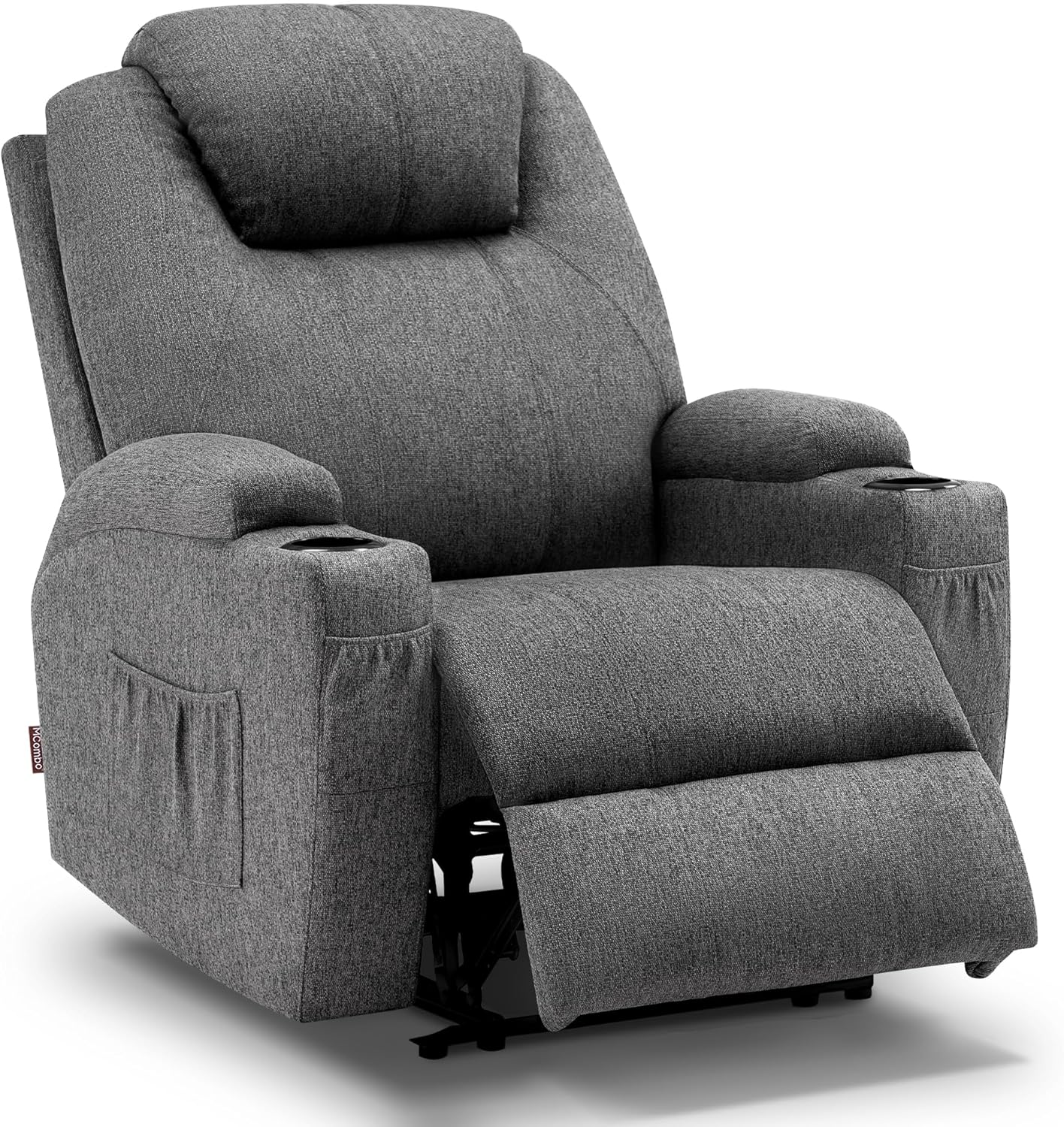 M MCommbo Poltrona relax elettrica Poltrona massaggiante Poltrona TV Funzione reclinabile Riscaldamento a vibrazione Nuovo modello 7061 (Tessuto, Grigio)