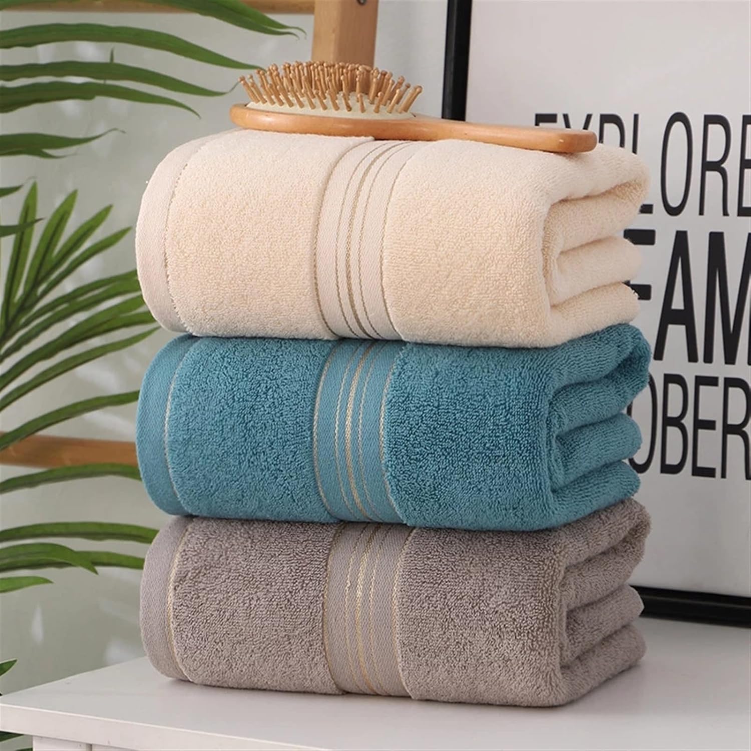 70 x 140 cm Baumwoll-Badetuch für Erwachsene, weich, saugfähig, Badezimmer-Sets, großes Strandtuch, Handtücher für Zuhause (C Einheitsgröße)