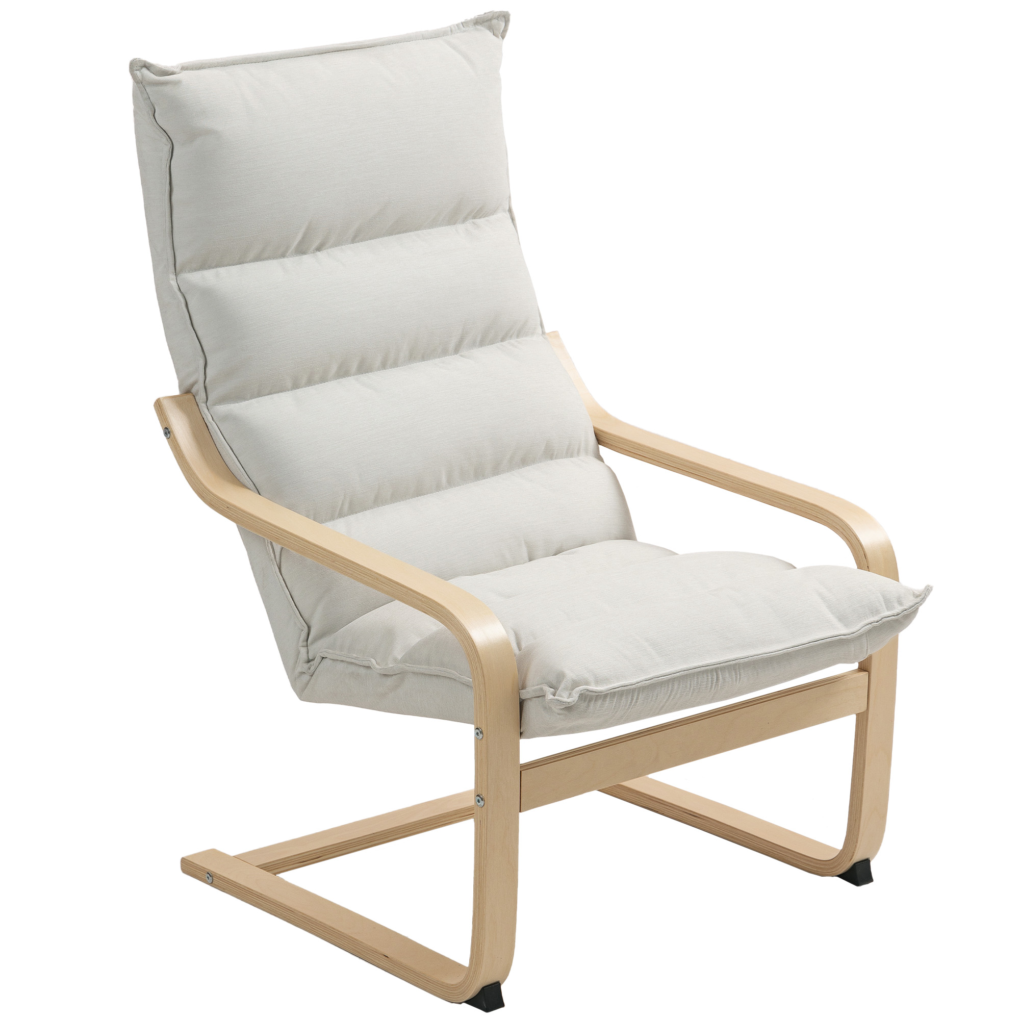 HOMCOM Loungesessel moderner Freizeitsessel Schlafzimmersessel mit gebogenen Armlehnen, Kissen, 67 x 83 x 105 cm, creme