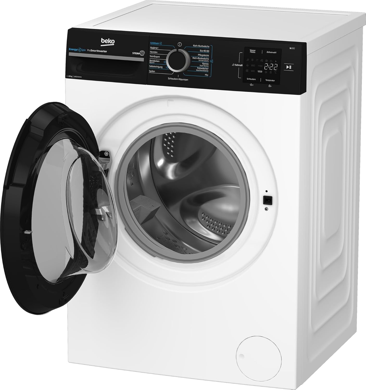 Beko WMC81464ST1 Waschmaschine, Bluetooth, 8 kg, ProSmart Inverter Motor, Dampffunktion, Pet Hair Removal, Watersafe+, Weiß