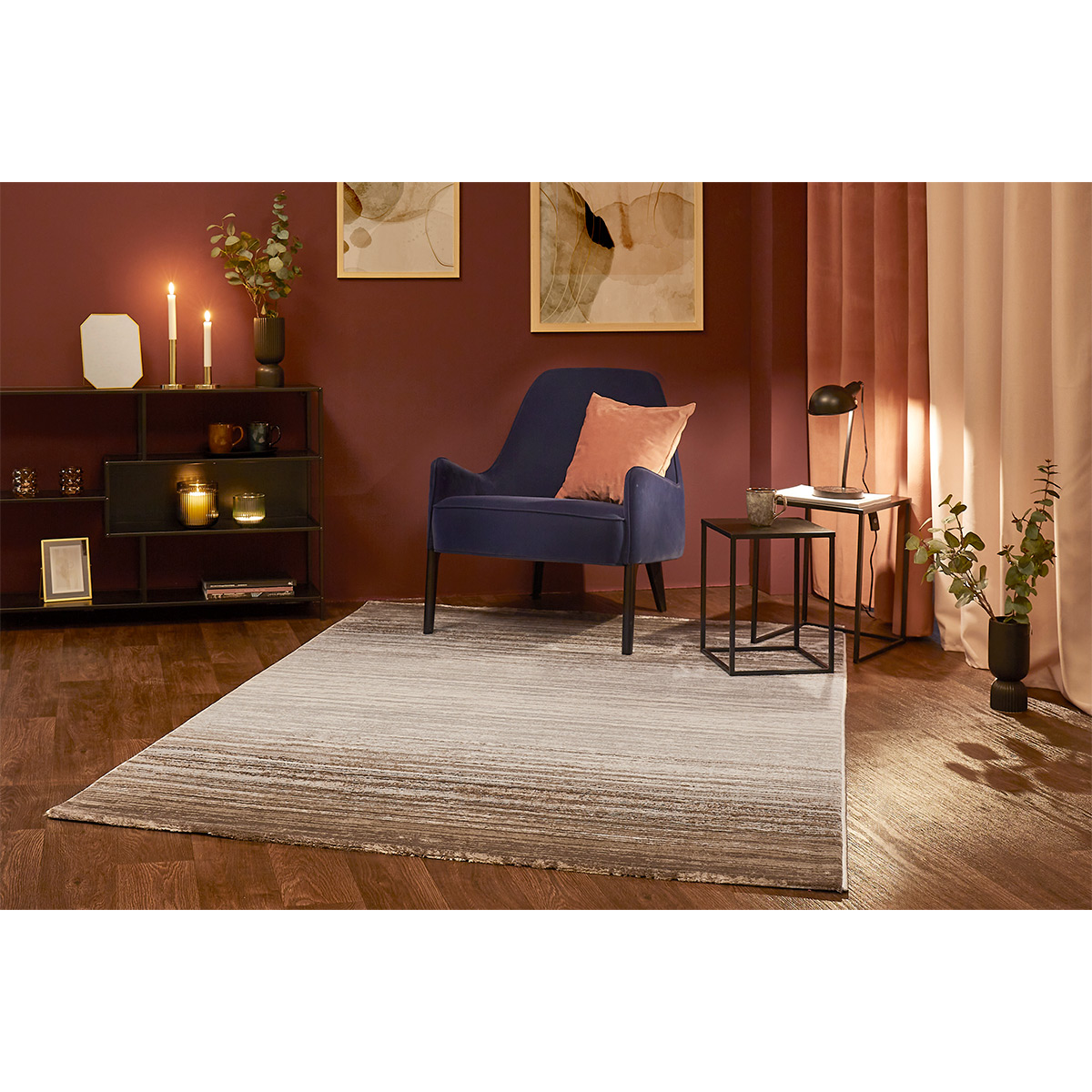 HOMCOM Kurzflor Webteppich Grau-Braun 230 x 160 x 0,9 cm