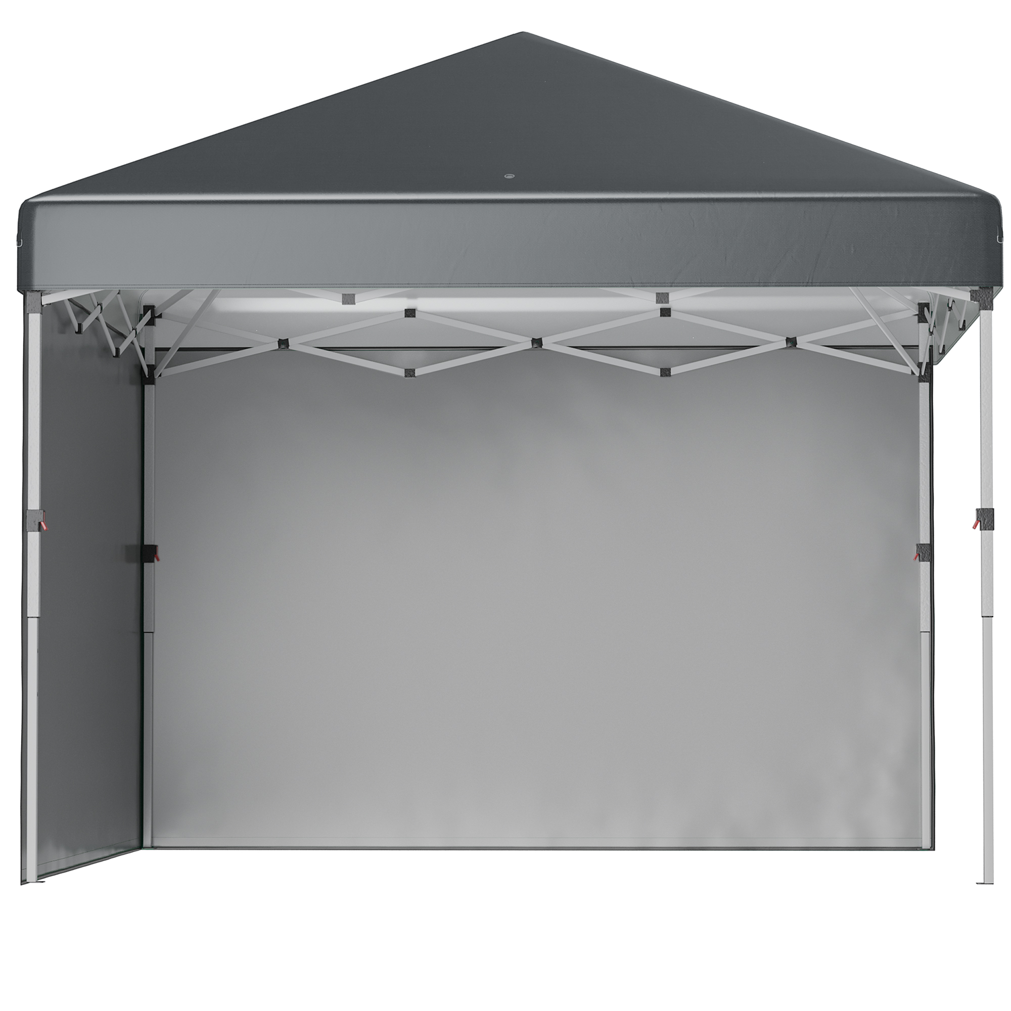Outsunny Faltpavillon, 2 Seitenwände, höhenverstellbar, mit Transporttasche, rostfreies Stahlgestell, 3x3 m, Dunkelgrau