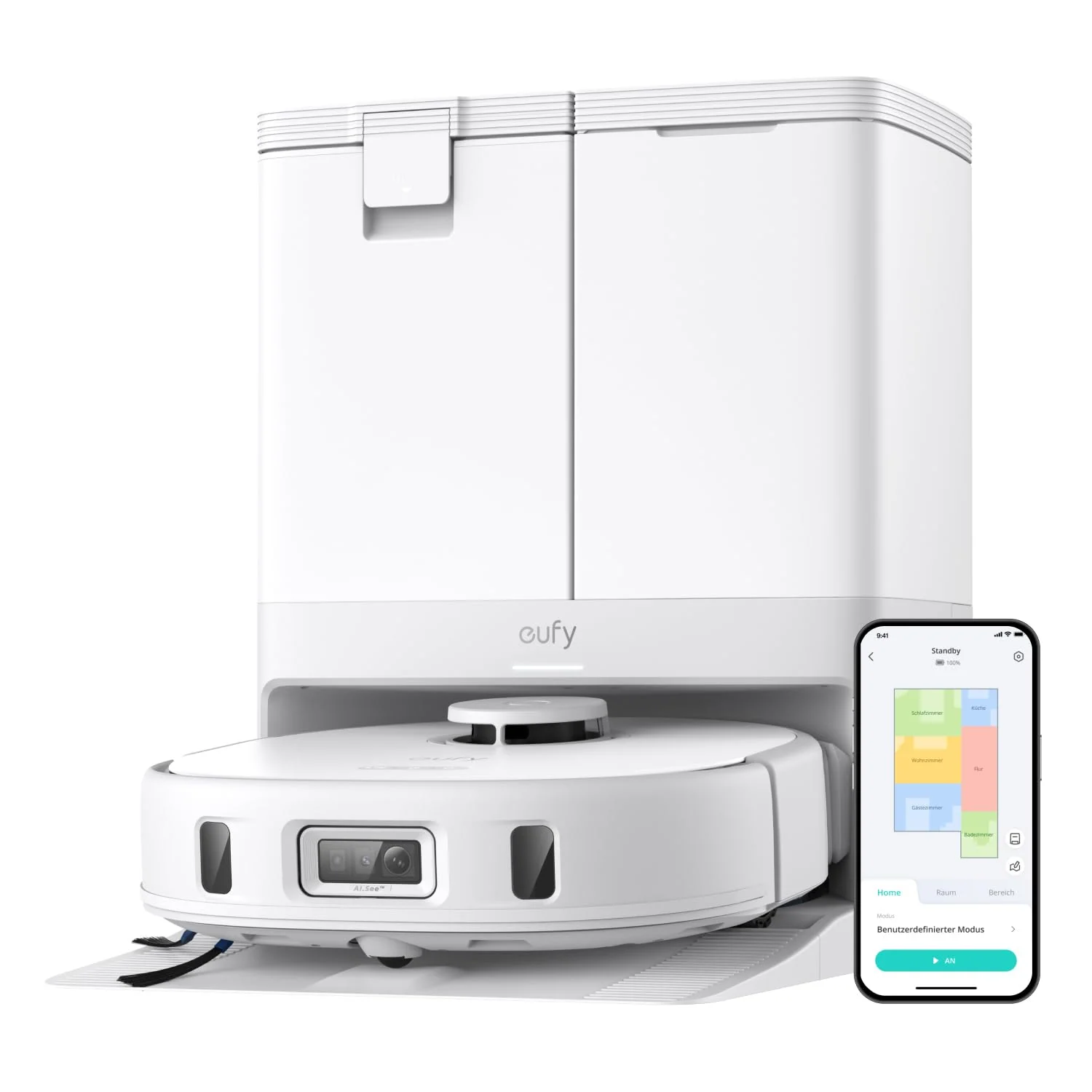 eufy Saugroboter Omni C20 mit All-in-One-Station,Auto-Entleerung, Auto-Wasch- und Trocknungsfunktion, 7.000Pa, 8,5cm Design, Staubsauger Roboter mit Wischfunktion,Kindersicherung