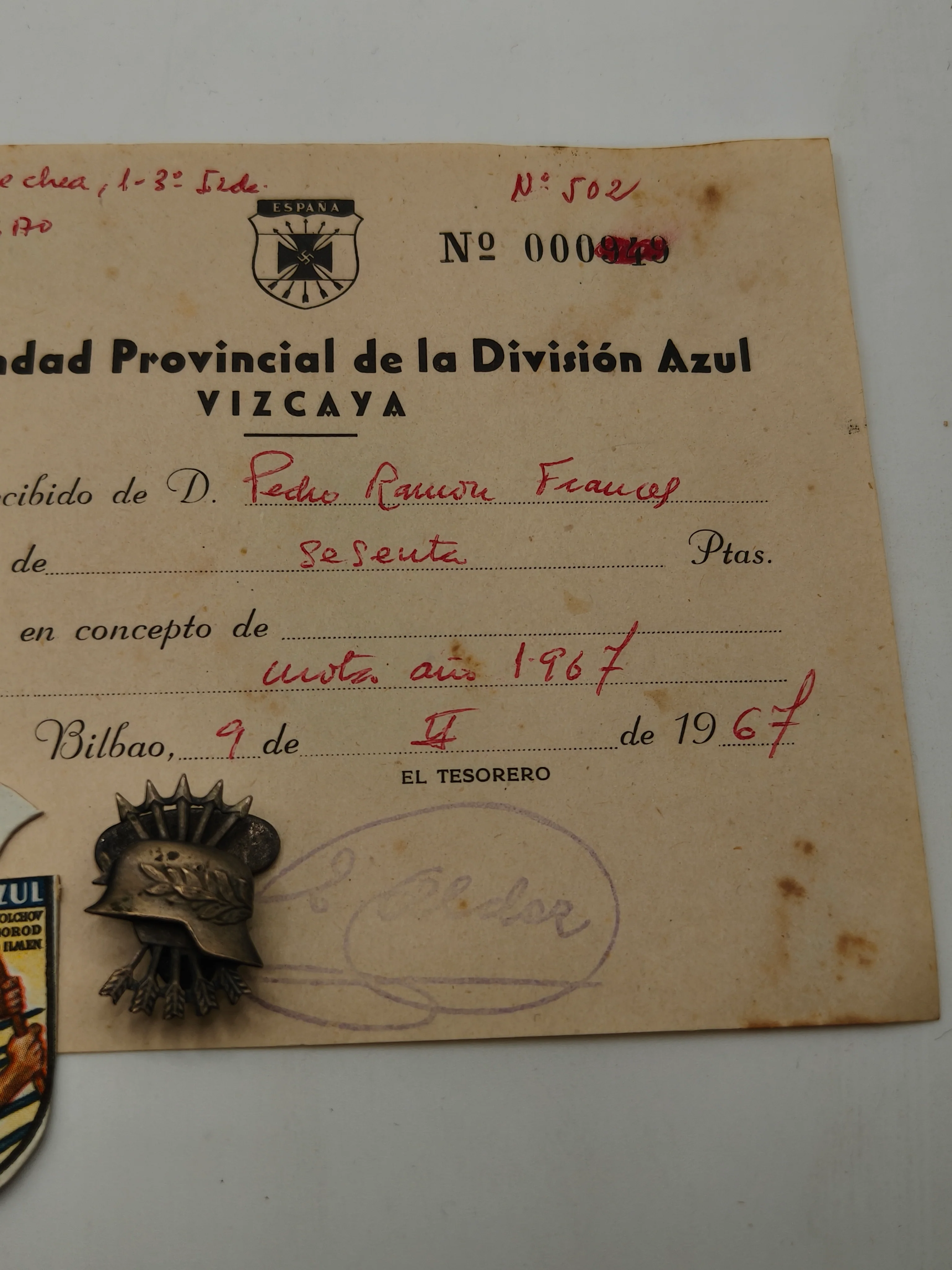 Lote hermandad divisi��n azul Vizcaya .