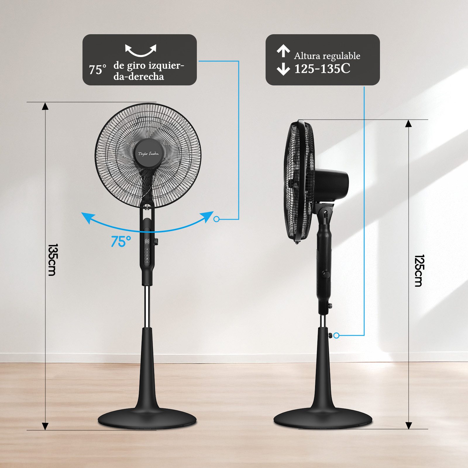 Standventilator DC 25DB Leise Fernbedienung Senere 12H Timer 54.31m³/min 28 Stufen