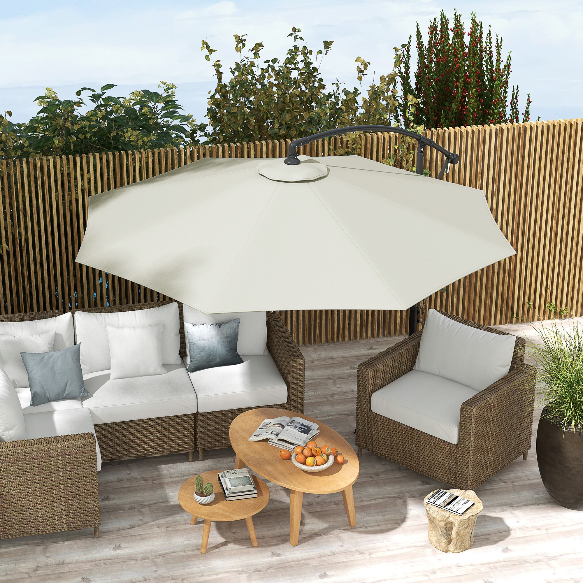 Outsunny Sonnenschirmbezug Ø295 cm aus wasserabweisendem Polyester in Creme mit oberer Belüftungsöffnung