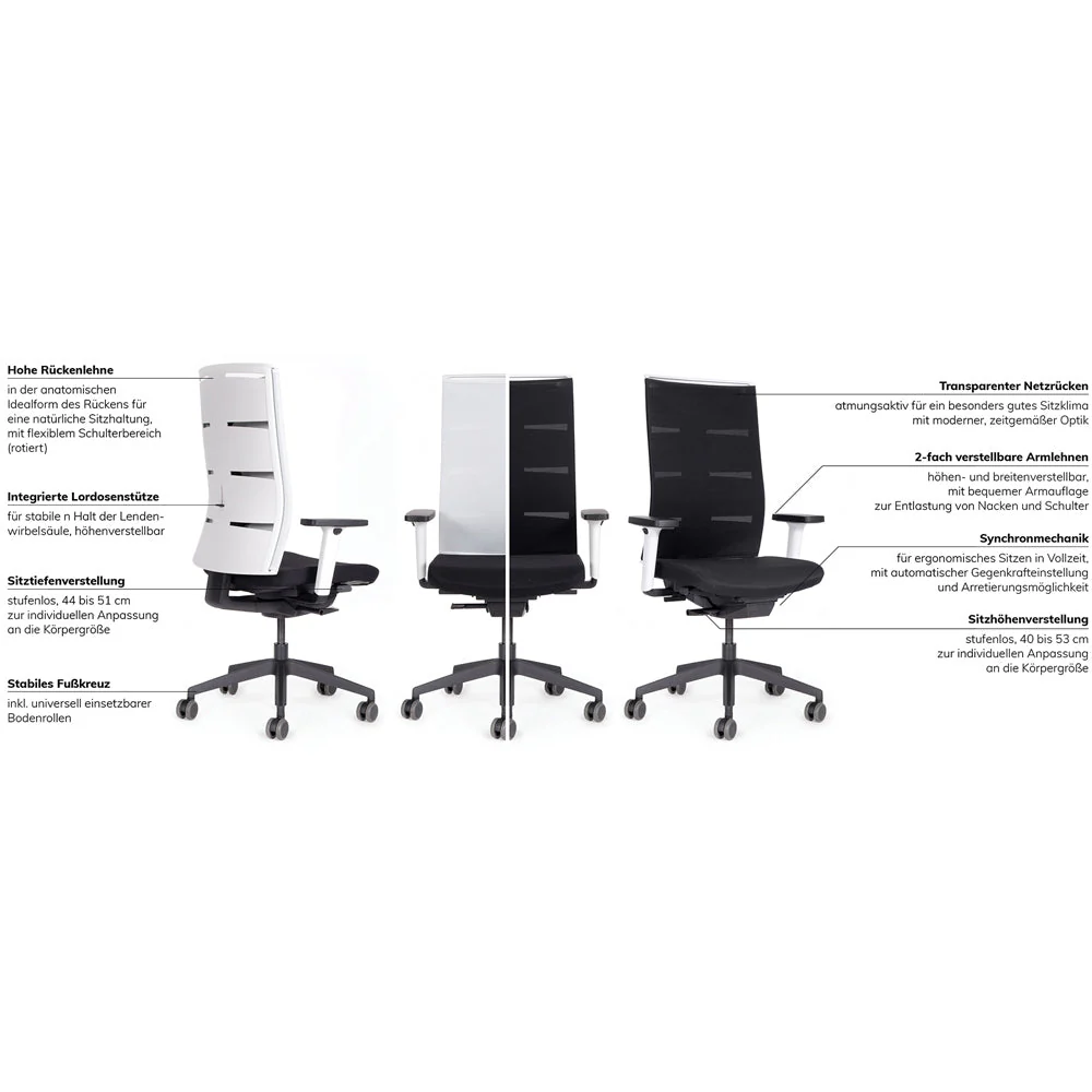 Sedia da ufficio ergonomica con schienale in rete lento Agilis Matrix MT12 EDIZIONE SPECIALE Pure Black