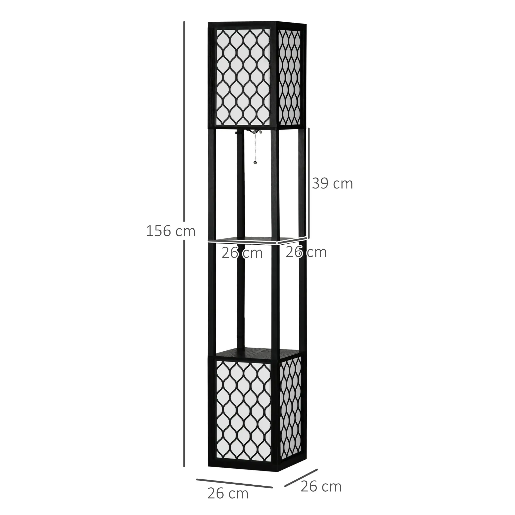 HOMCOM Stehlampe mit 2 Ablagen Regal Standlampe