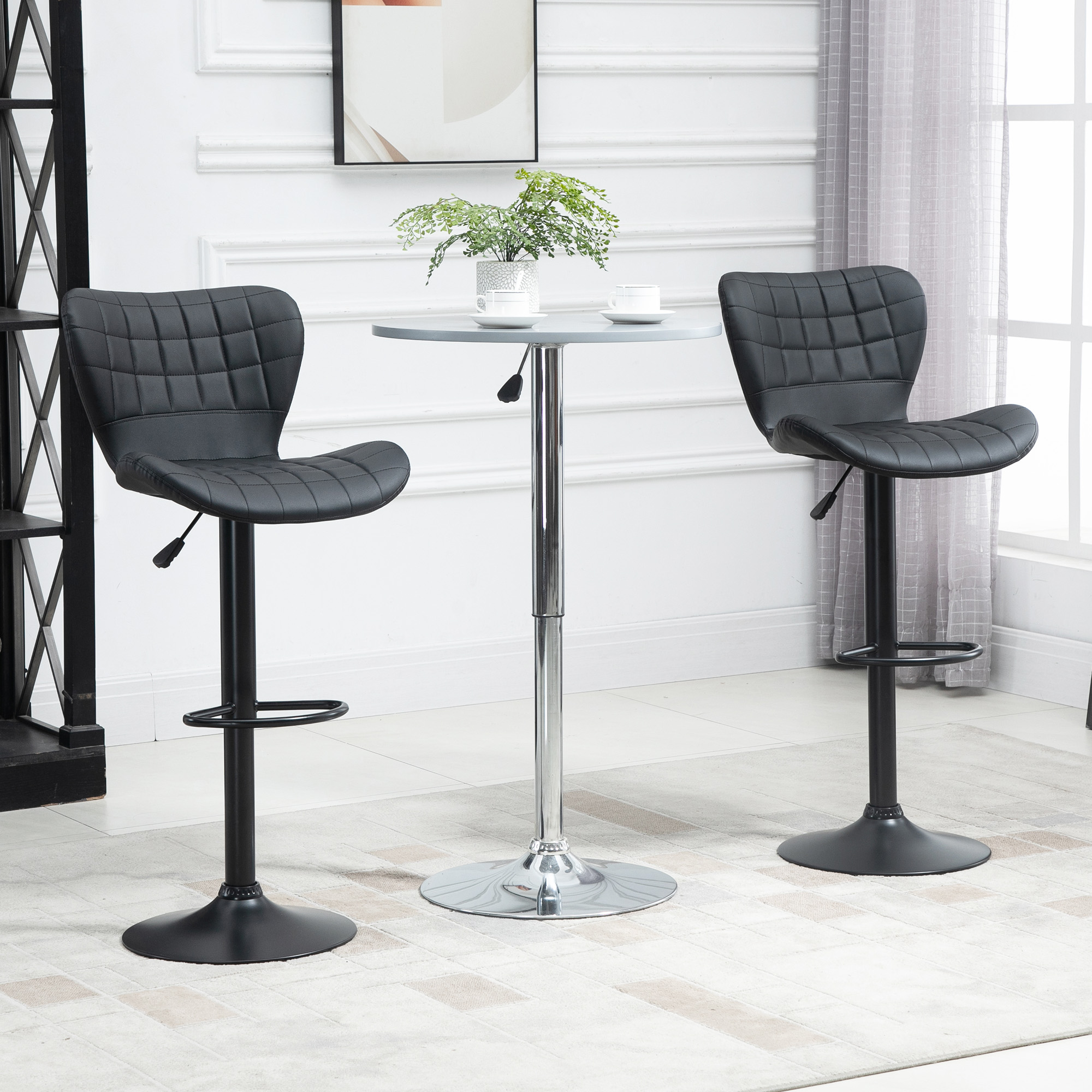 HOMCOM 2-er-Set Barhocker Retrodesign 47 cm x 51,5 cm x 89-109 cm Schwarz