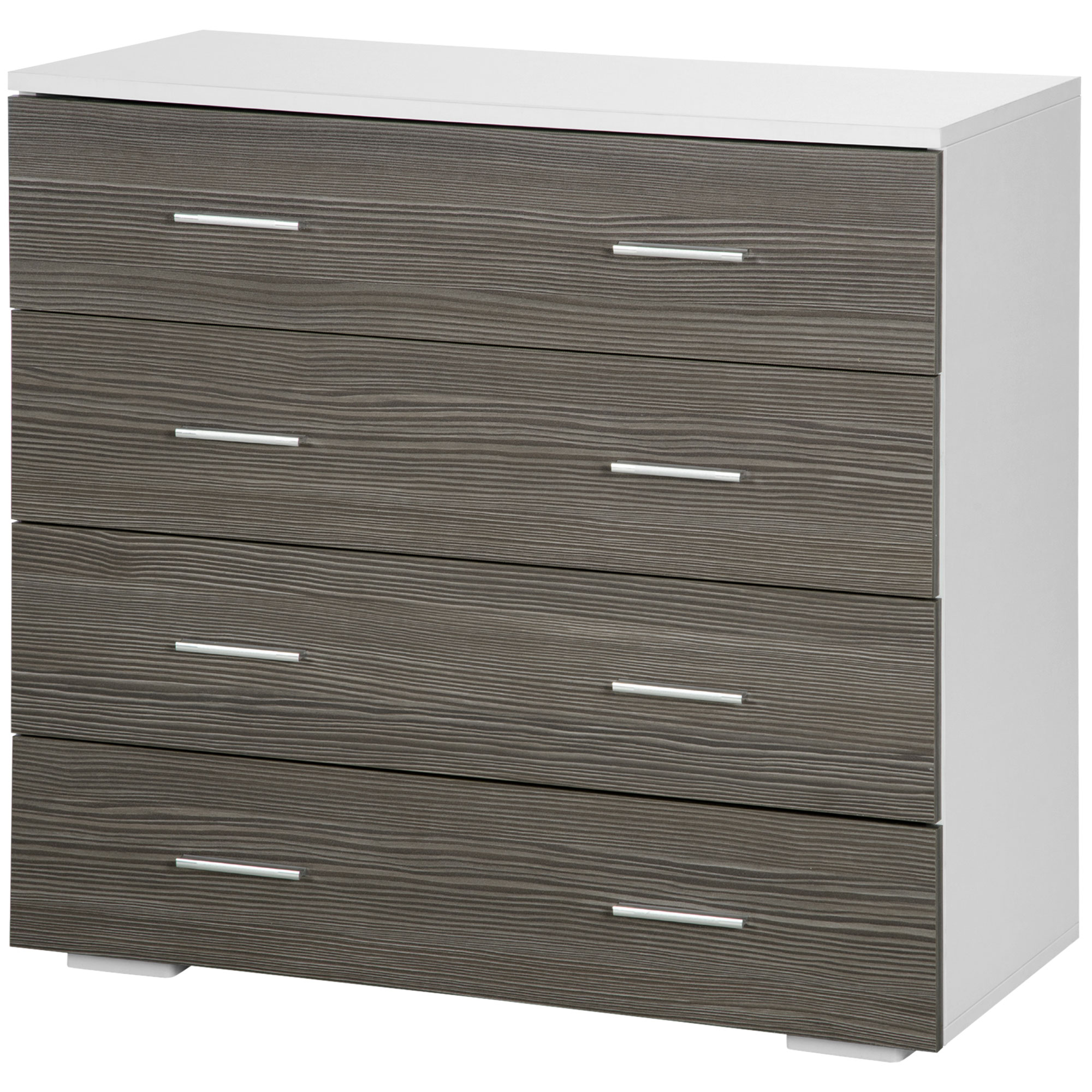 HOMCOM Sideboard Aufbewahrungsschrank im zeitgenössischen Stil 4 Schubladen 76 x 35 x 72 cm Weiß und Grau