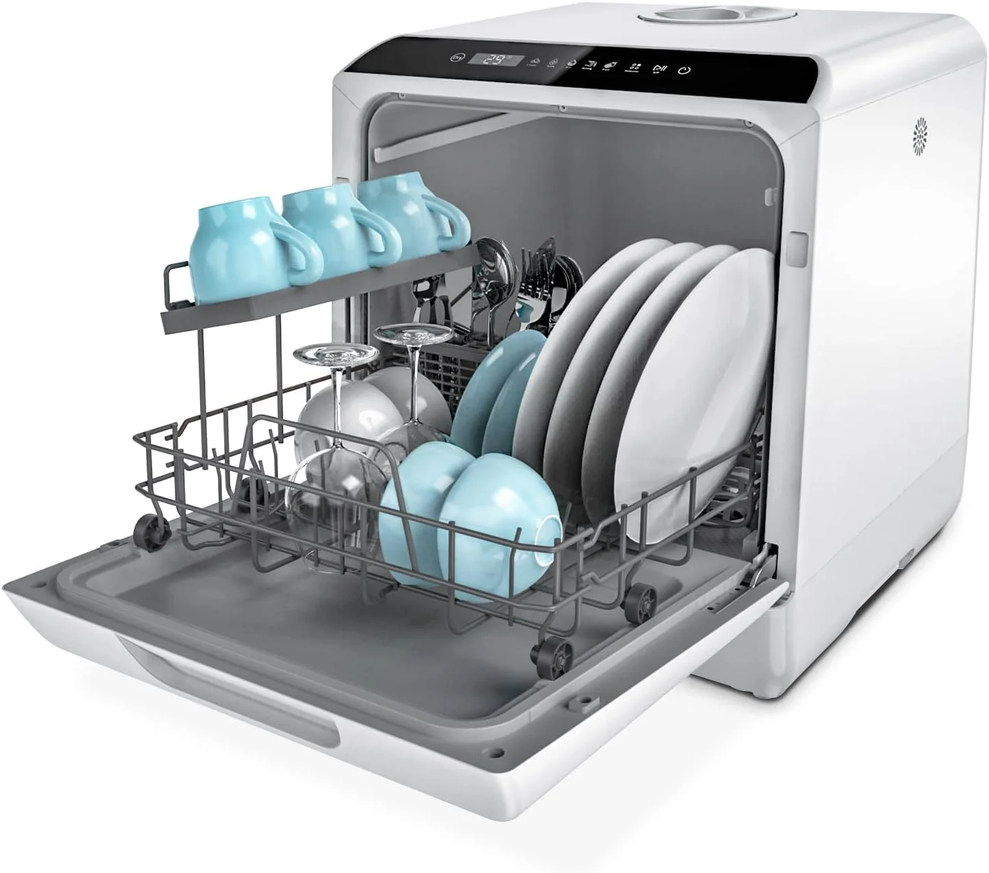 Hermitlux tabletop dishwasher, 7 wash programs, portable mini dishwasher