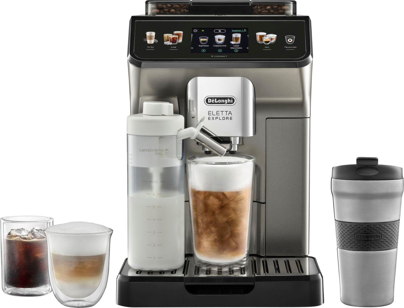 Kaffeevollautomat Eletta Explore Cold Brew ECAM450.86.T - 100 Rezepte (App), heiß & kalt