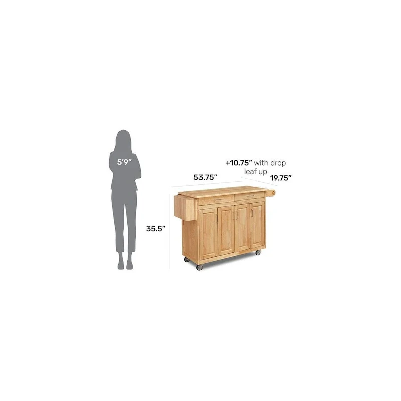 Homestyles General Line Brown Wood Kitchen Cart - N/A
